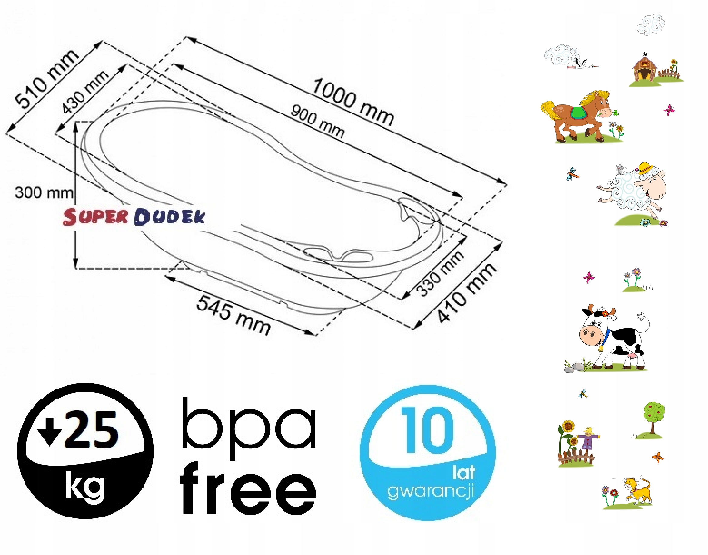 WANIENKA 100 DUŻA wanna dziecięca Farma Keeeper EAN (GTIN) 4052396083217