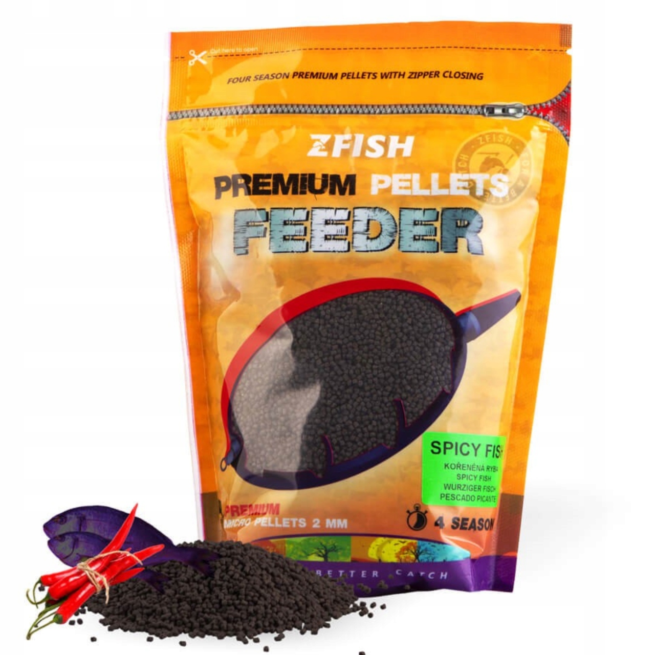 Zfish Micro Method Feeder Pellets 2mm/700g Spicy Fish 7526