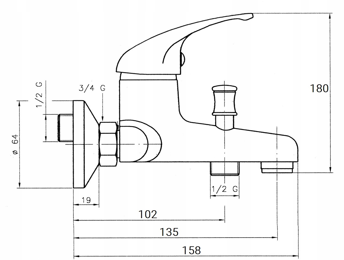 BATERIA WANNOWA ŚCIENNA CHROM KRAN DO ŁAZIENKI EAN (GTIN) 5908282480396