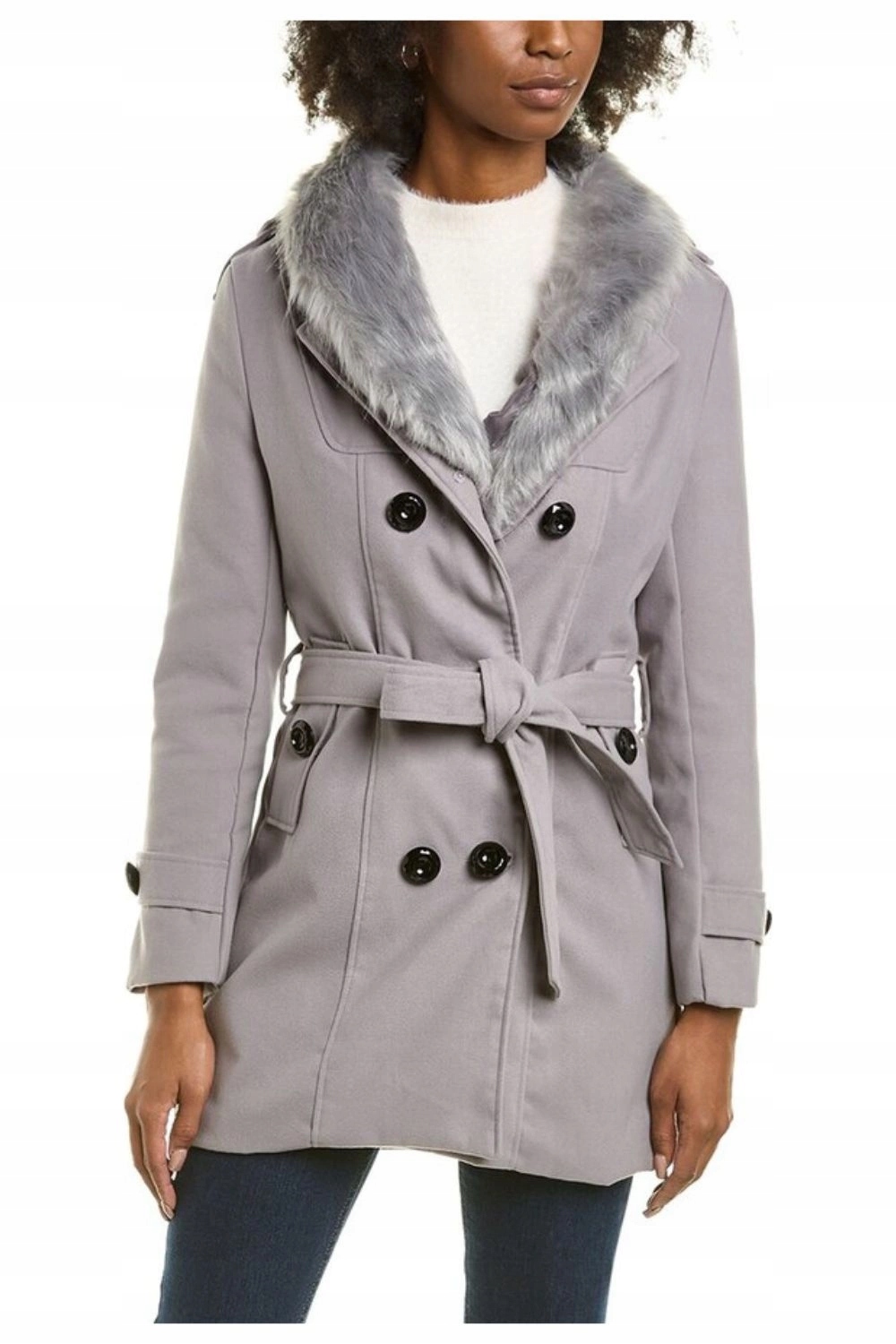 Dámský kabát Rvhswds módní, elegantní, šedý, dvouřadý vel. L
