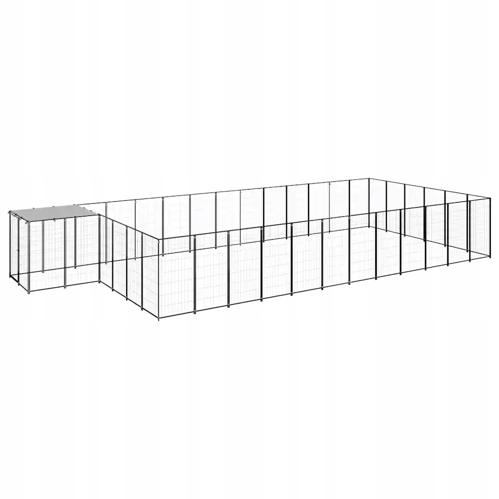 Psí kotec černý 26,62 m² ocel