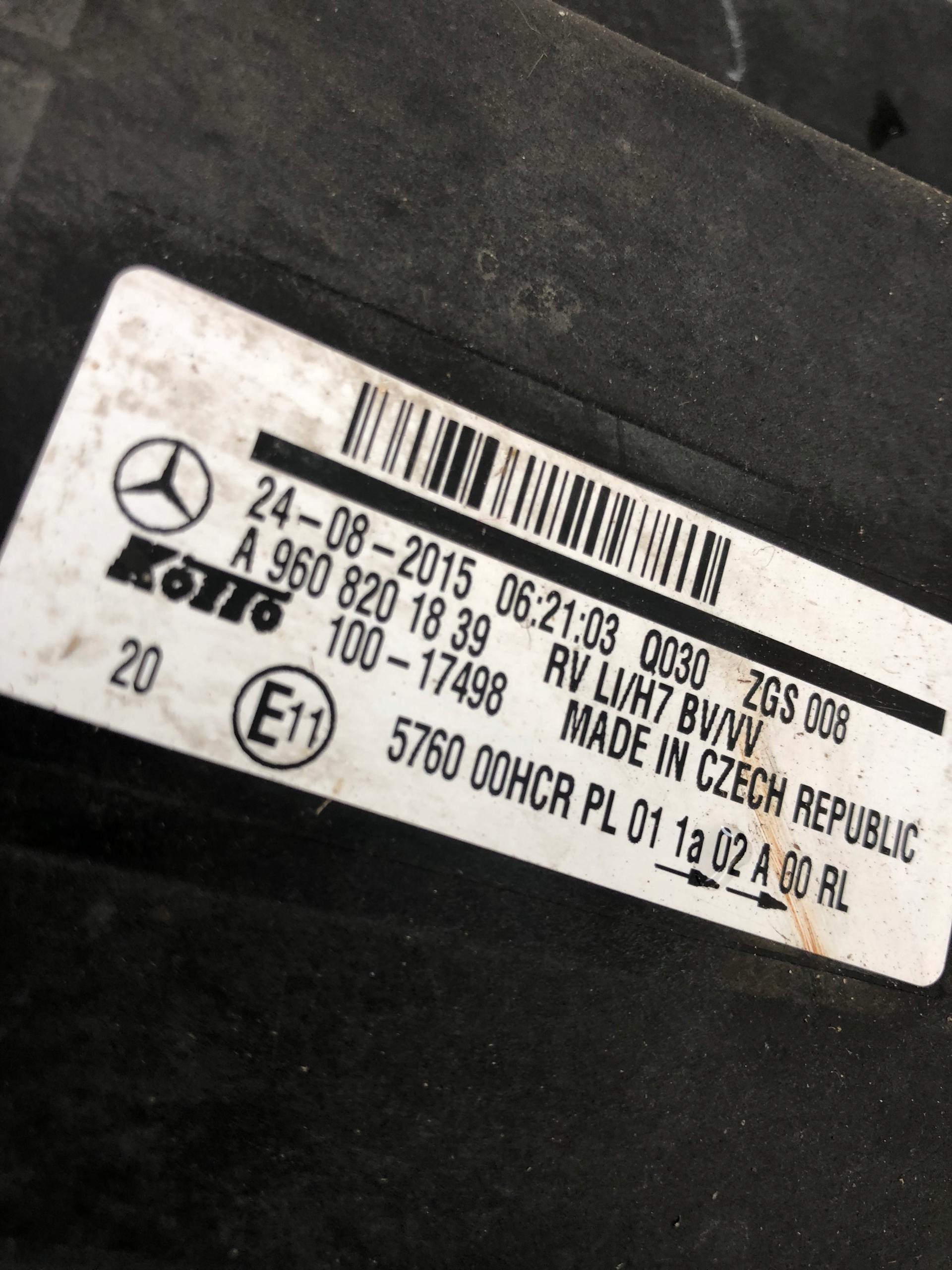 light left front MERCEDES ACTROS A9608201839