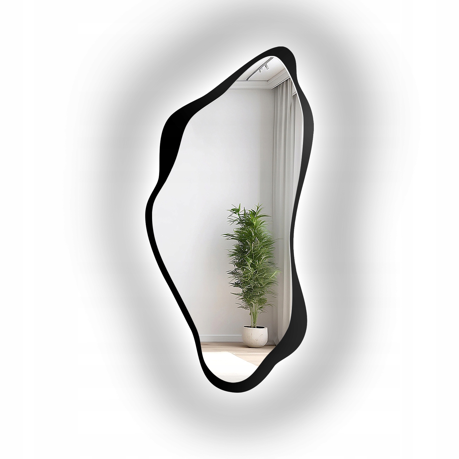 Zrcadlo Piena v černém rámu Mdf s Led podsvícením 40x80