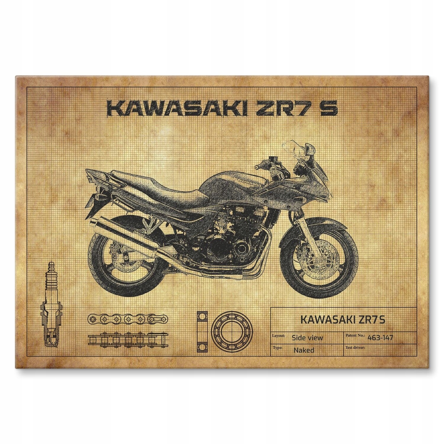 Kovový plakát Kawasaki ZR7S Dárek 42 x 59 cm