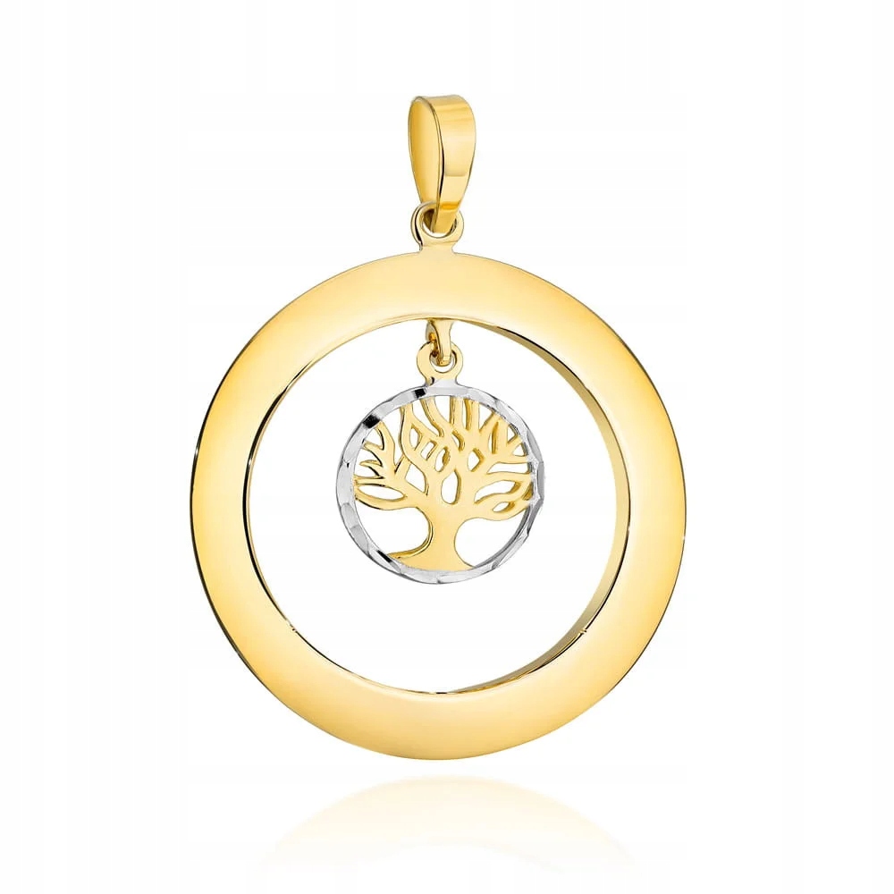Zlatý 585 přívěsek strom štěstí ze zlatého ráfku, dvě barvy zlata 14k