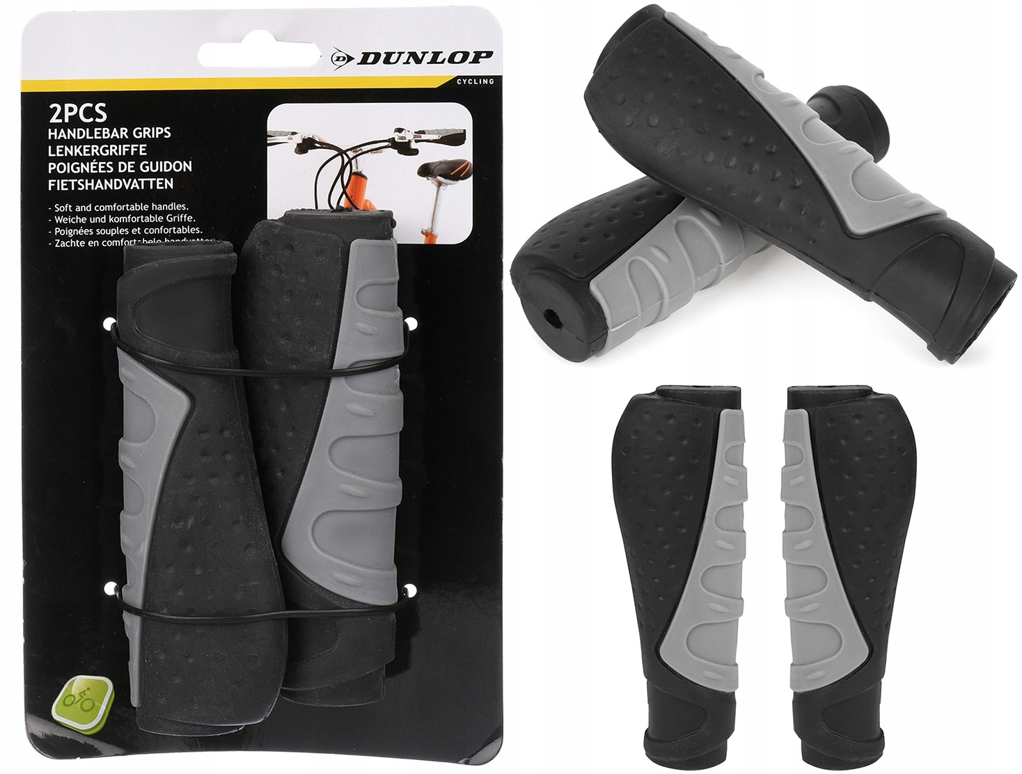 Dunlop Chwyty Rowerowe Gripy Kierownicy Rączki Gumowe