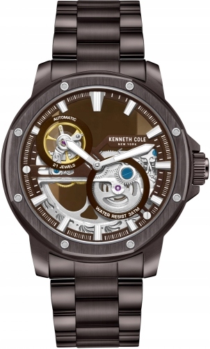 Zegarek męski Kenneth Cole KCWGL0033704 brązowy klasyczny skeleton