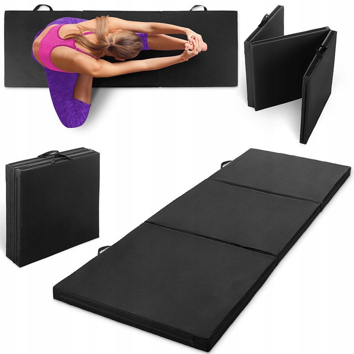 Materac Gimnastyczny Składany 180x60x5 cm Fitness-Star Premium Czarny
