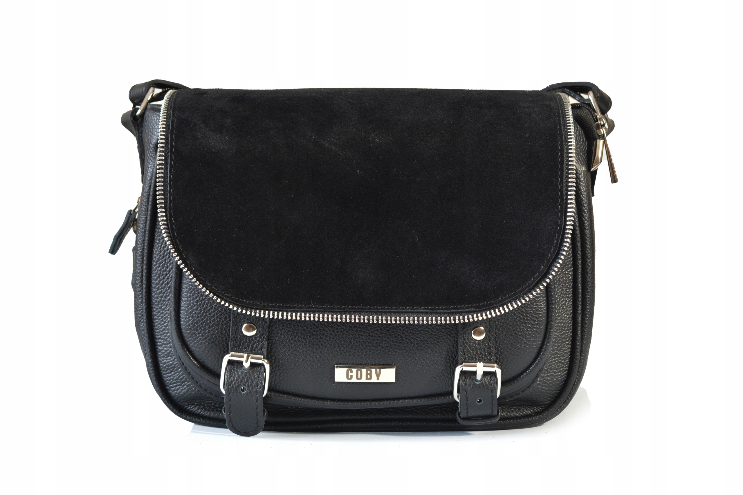 TOREBKA DAMSKA LISTONOSZKA CZARNA SKÓRZANA MODNA MAŁA Kolor czarny