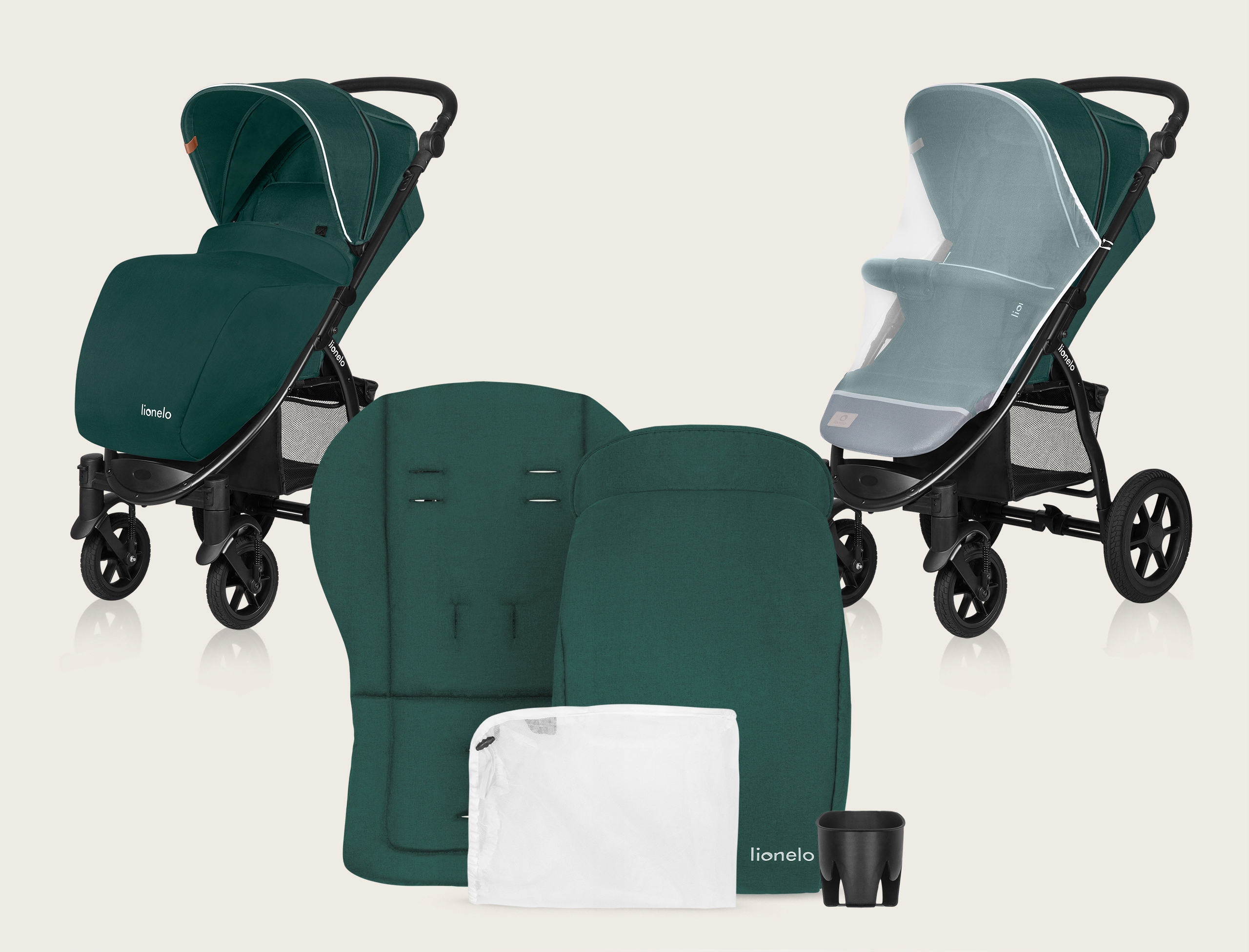 WÓZEK SPACEROWY LIONELO ANNET TOUR 22KG DUŻE KOŁA MOSKITIERA AMORTYZATORY Wysokość produktu 119 cm