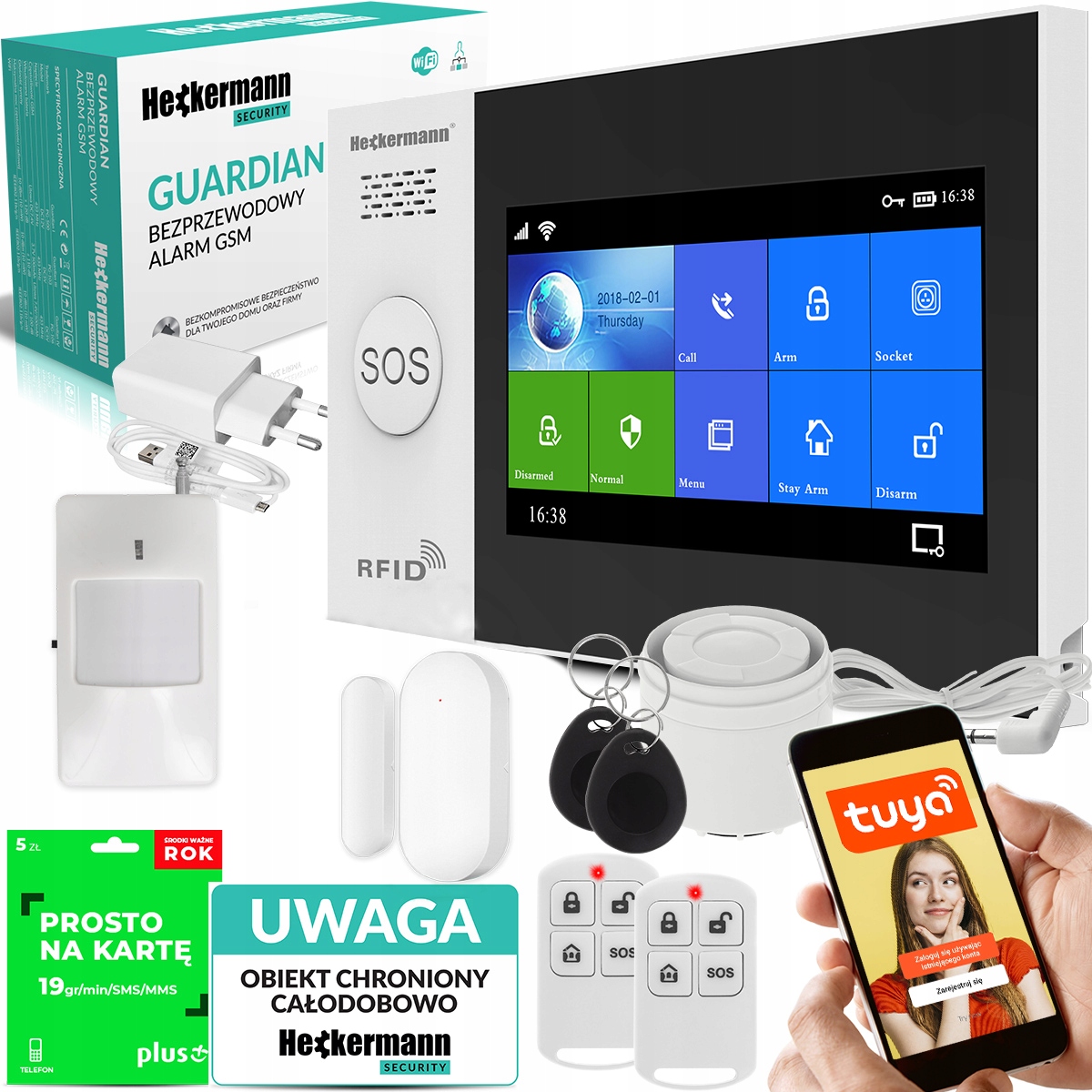 Bezdrôtový Alarm Senzor Pohybu Dverí Okno Gsm Syrena Tuya Poľský WiFi