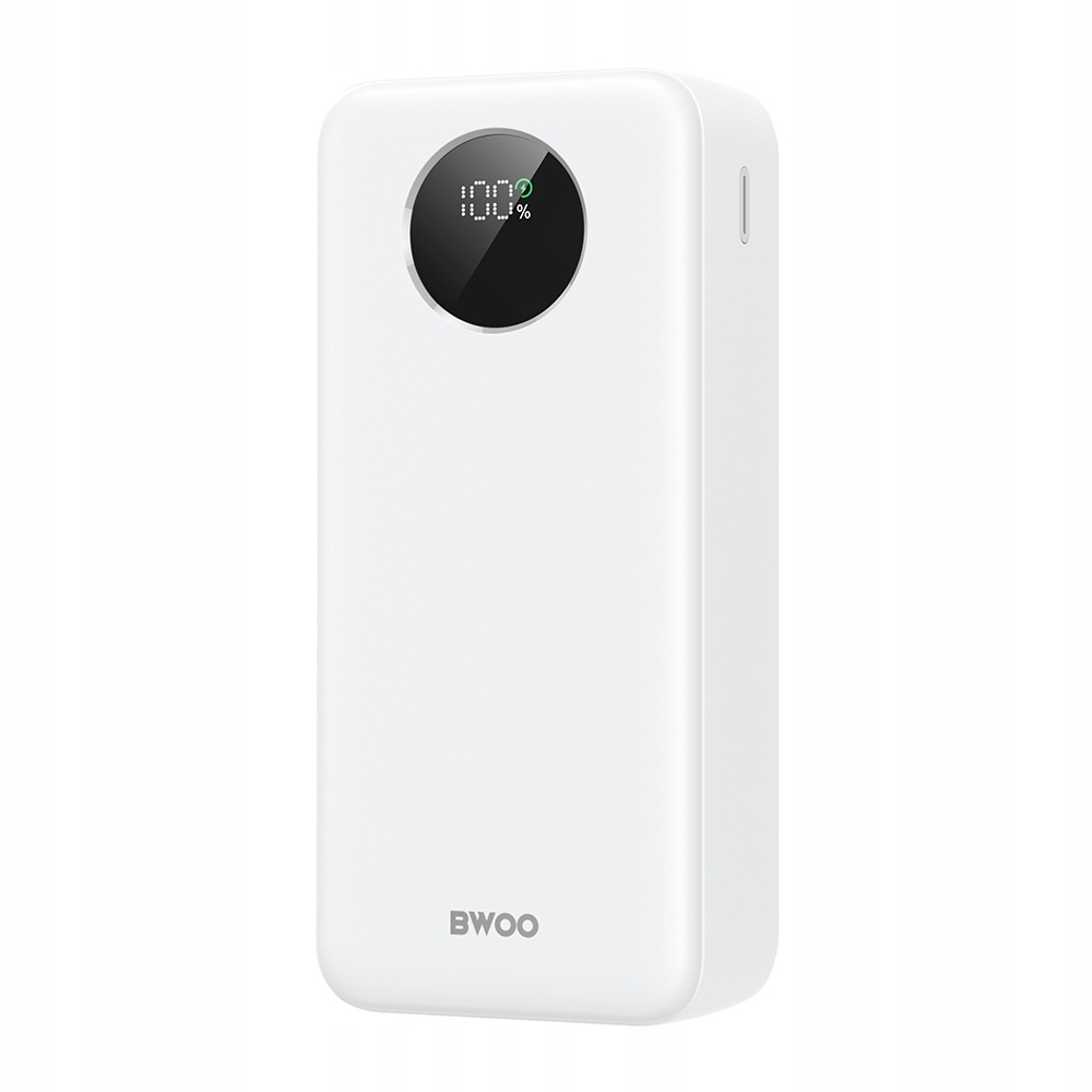 Bwoo Power banka 22,5W, 30000 mAh s LCD displejem, bílá
