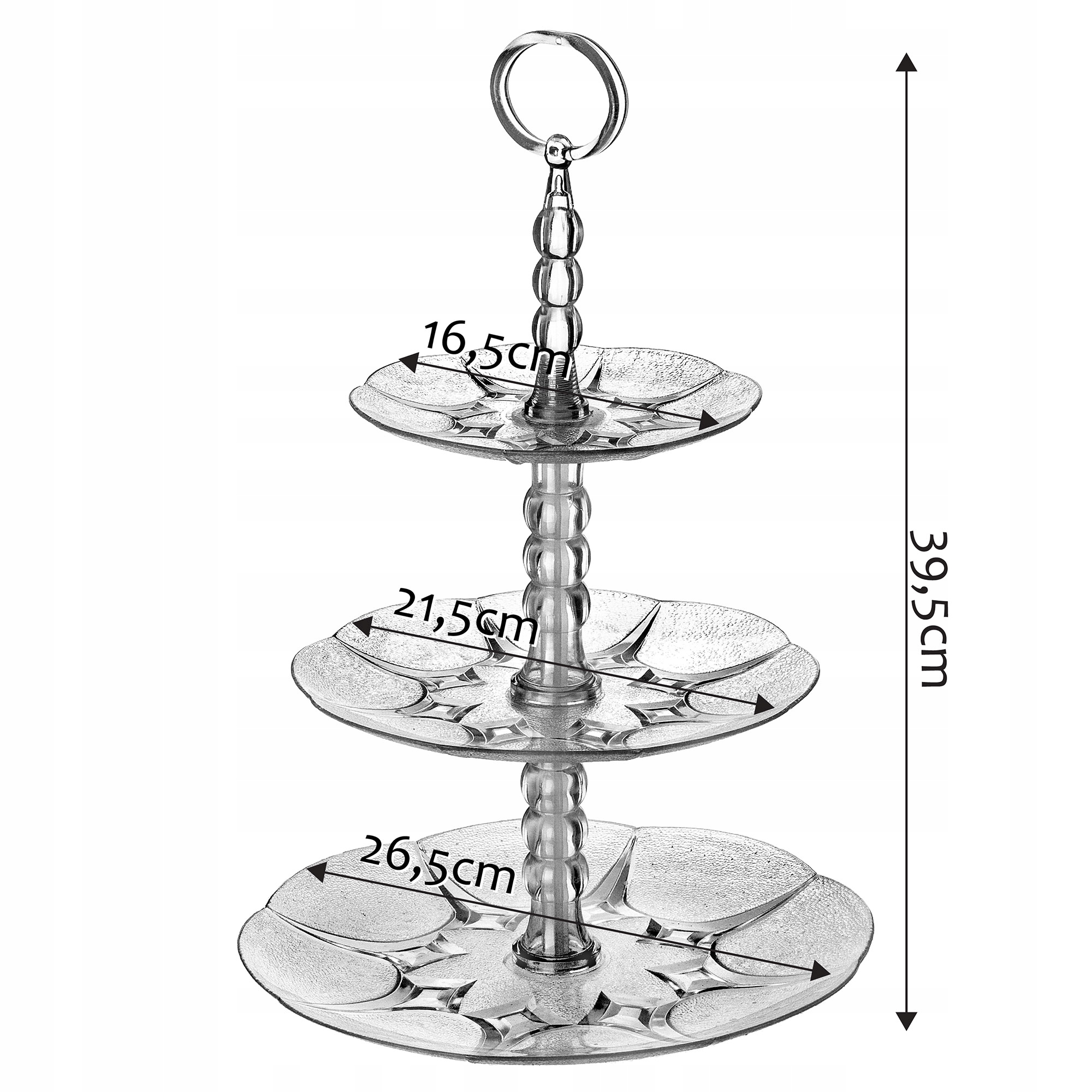 PATERA NA CIASTO SZKLANA OWOCE 3 PIĘTROWA OKRĄGŁA TALERZ NA CIASTA Liczba poziomów patery 3