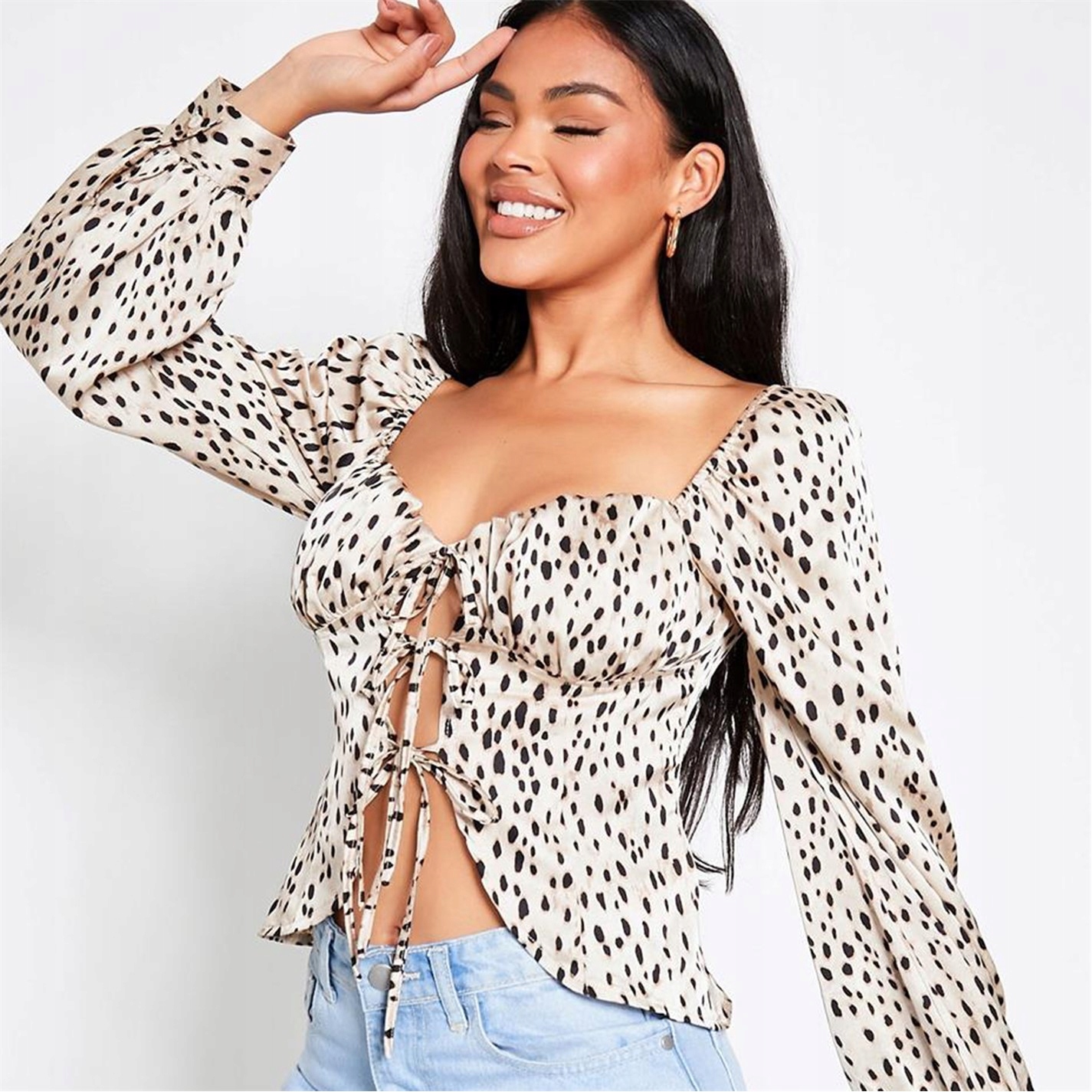 M8205 DAMSKA SATYNOWA BLUZKA W PANTERKĘ I SAW IT FIRST 36/38 Rozmiar 36/38