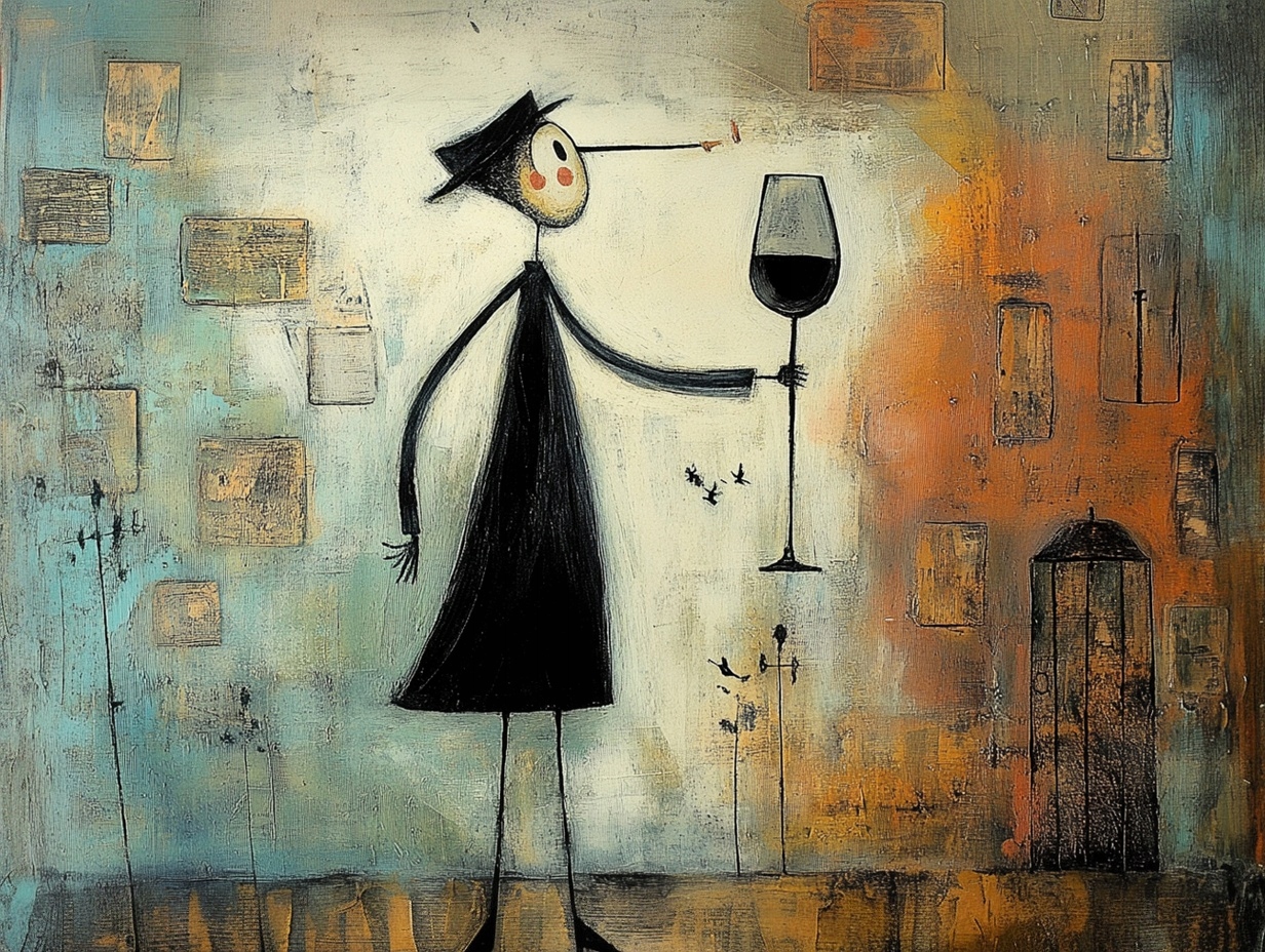 Obraz Na Plátně Canvas Postava Muž Víno Sklenička Ulice Procházka 100x75
