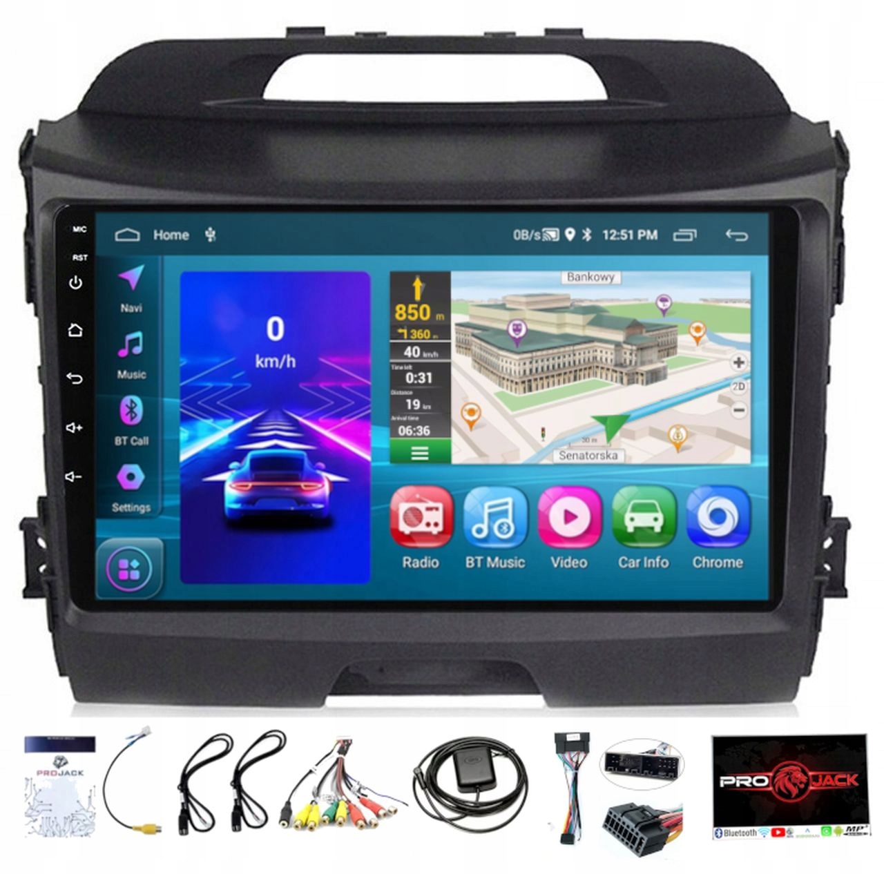 Rádio Gps Android Navigácia Bt Kia Sportage 2010-2015 Carplay 2GB 64GB
