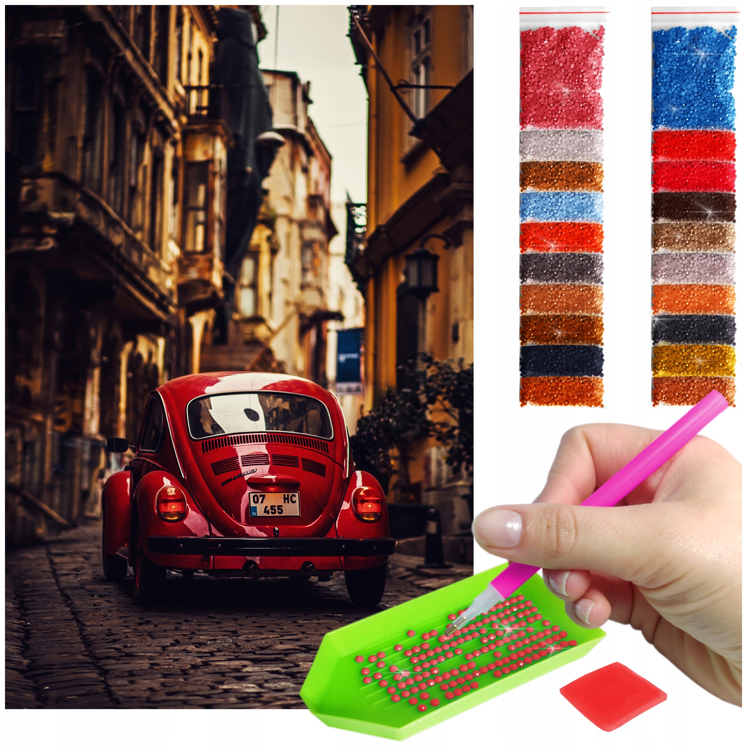 Velká Výšivka diamantová diamond painting mozaika hrbus auto italy 60x40cm