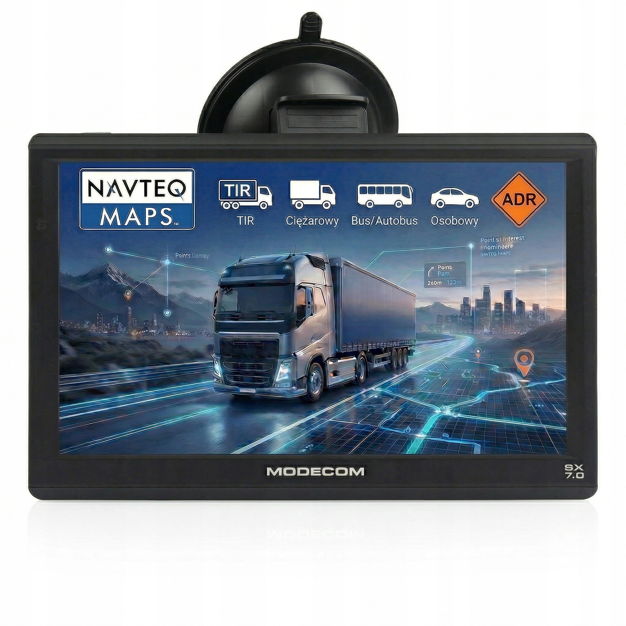 Navigace 7 palců pro nákladní vozidlo Modecom Sx 7.0 mapy Tir Bus Fotoradary 2026