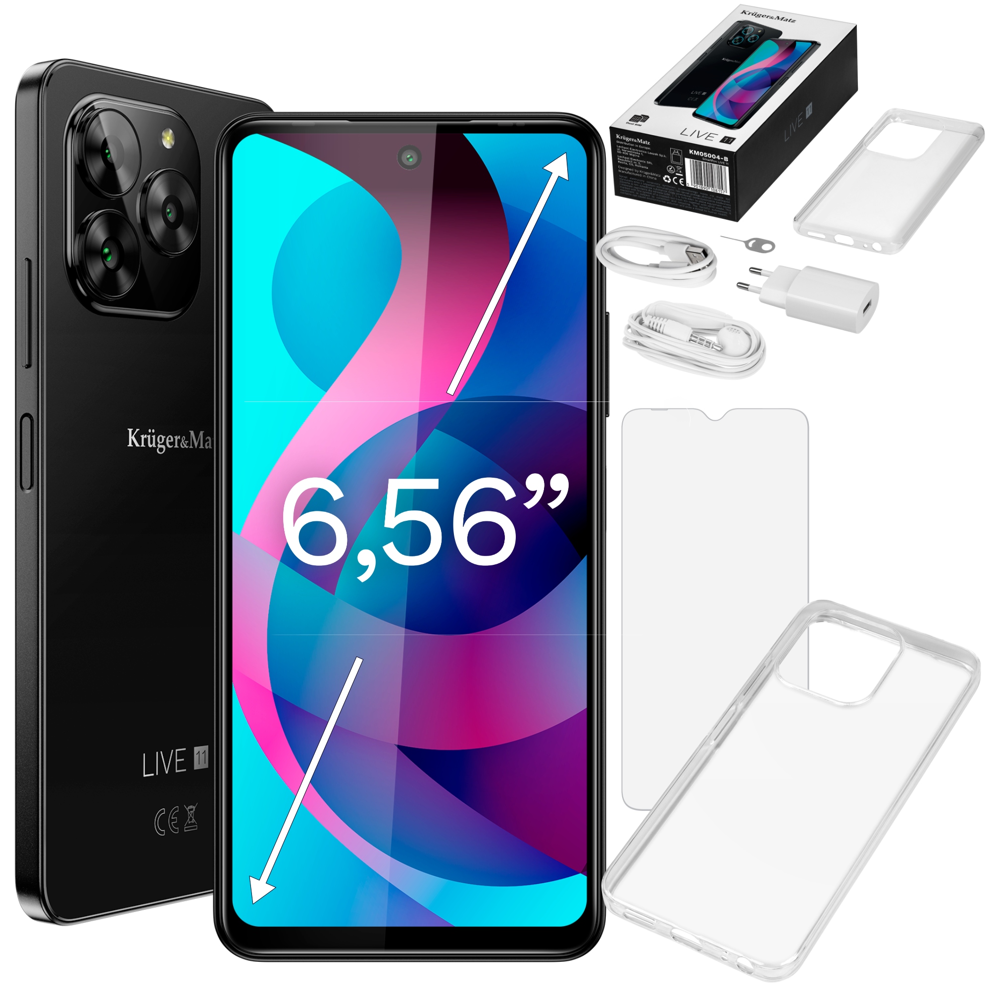 Smartfón Kruger&Matz Live 11 6/128GB Nfc 5000mAh Lte sada puzdier sklo