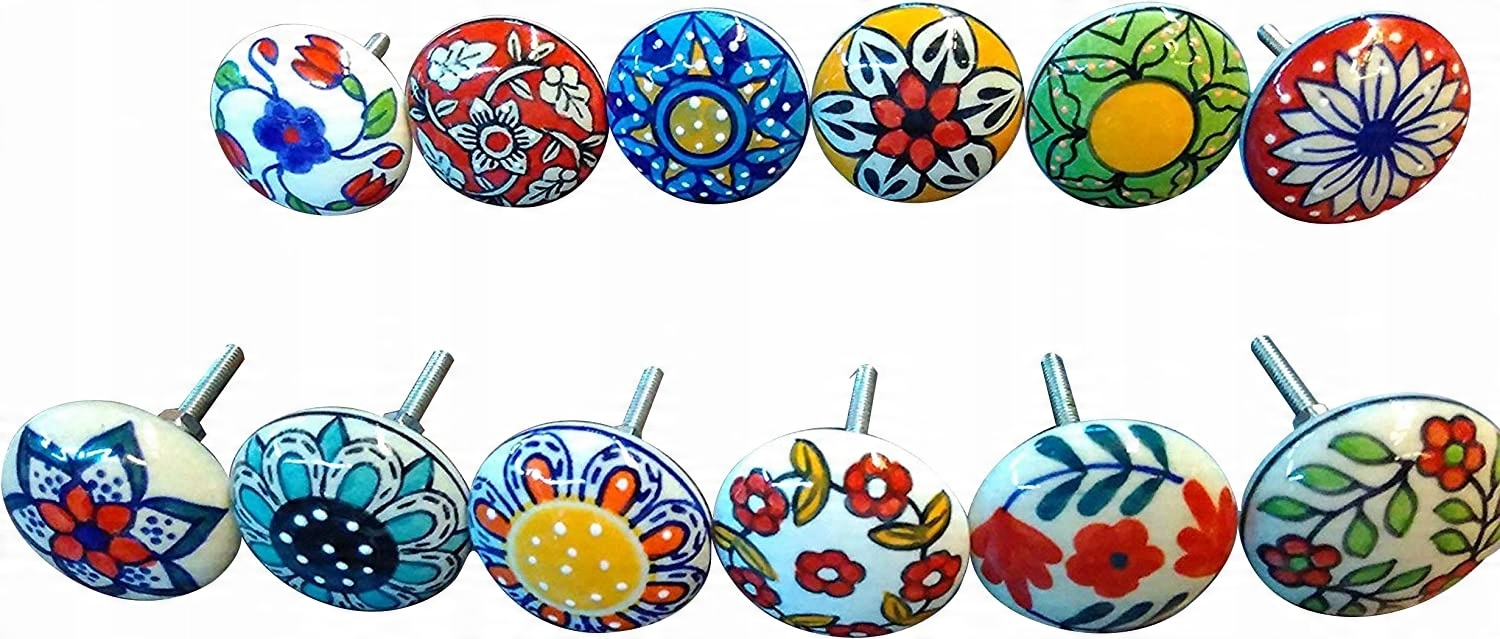 

Kolorowe Gałki Ceramiczne Meble Szafki 12X Vintage