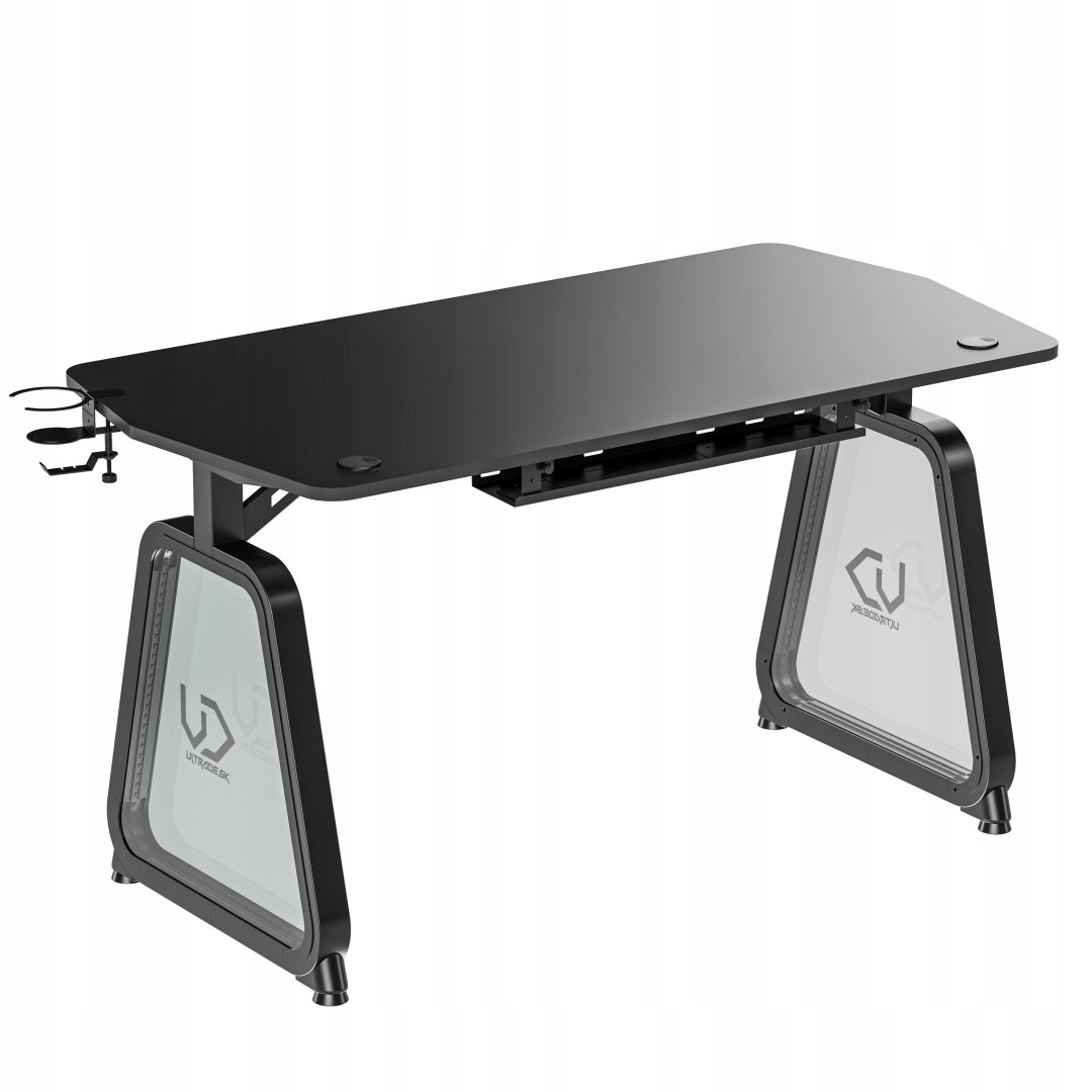 ULTRADESK Biurko dla gracza BOOSTER, 136x70,5 cm, 75 cm, podświetlenie RGB, Grubość blatu 18 mm