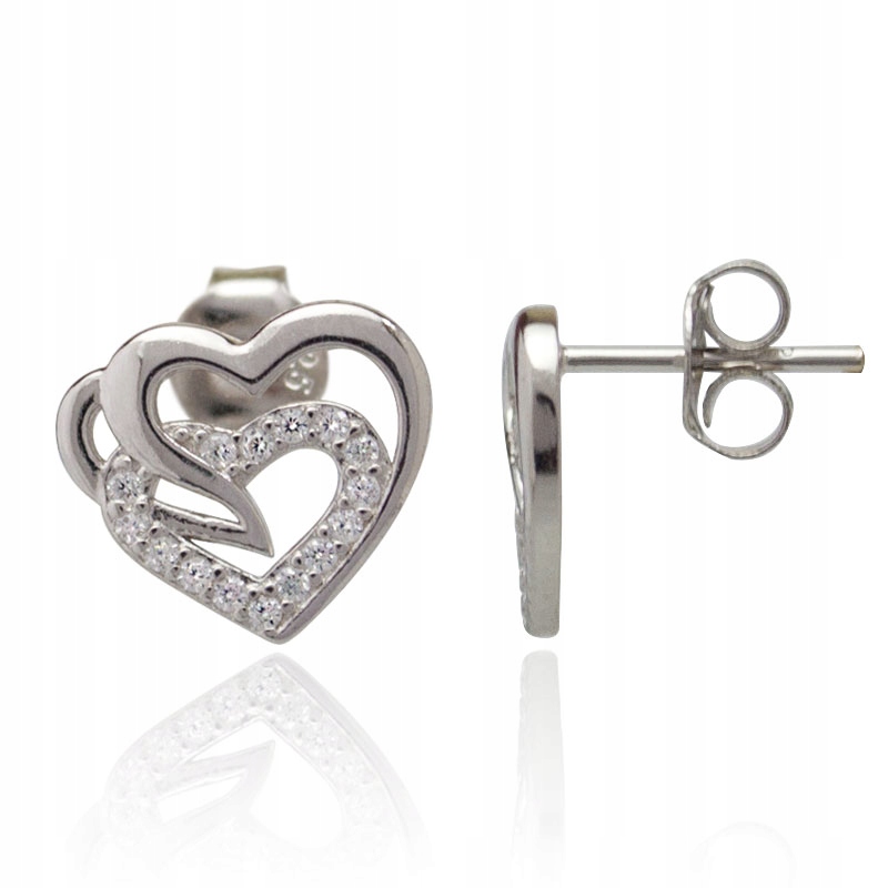 Stříbrné Náušnice Se Srdcem A Zirkony