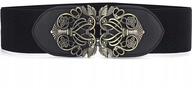 

Pasek Damski Elastyczny Czarny Guma Pas Szeroki