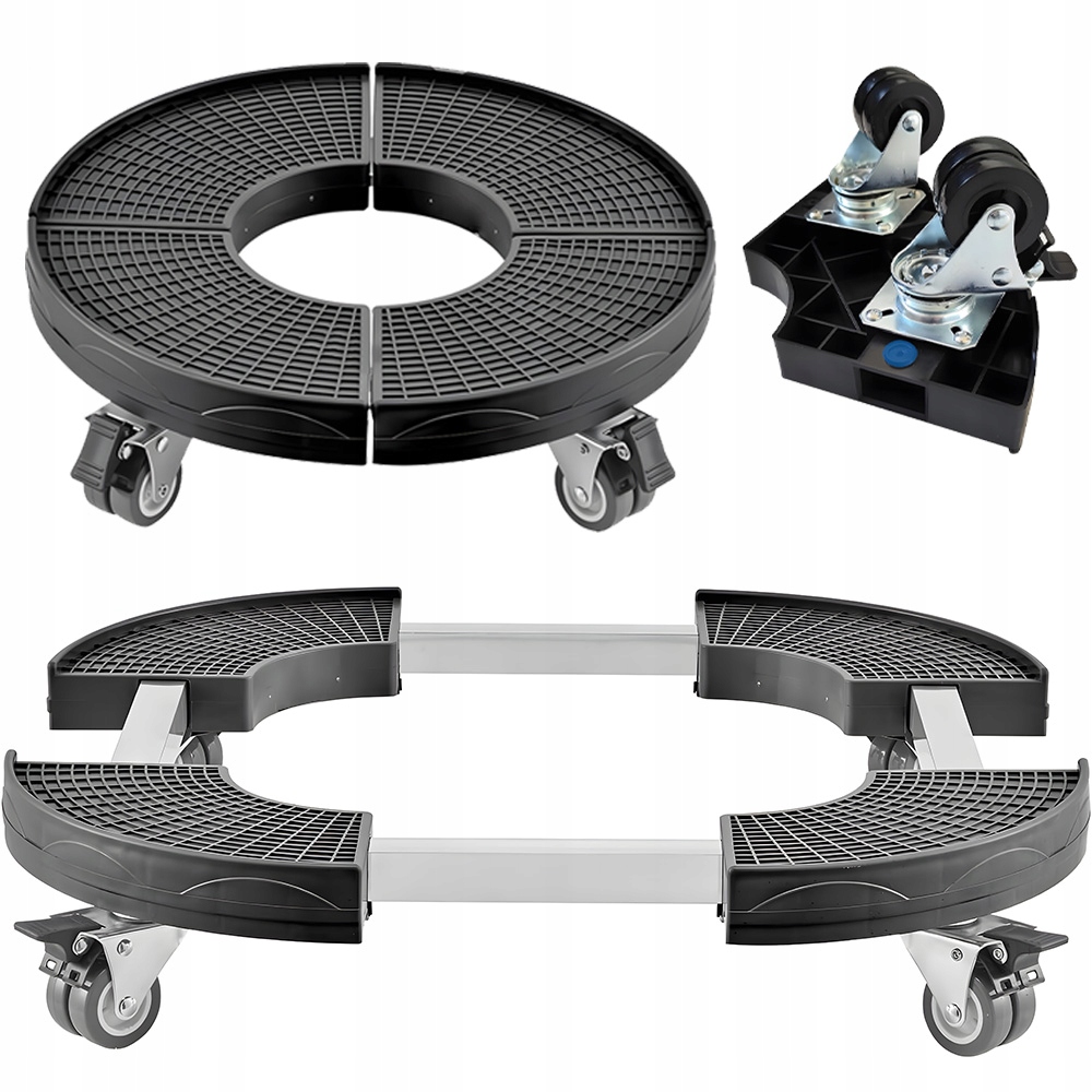 Podstavec Pro Květináče S 360° Kolečky, Nastavitelný, 38-50 CM, Černý
