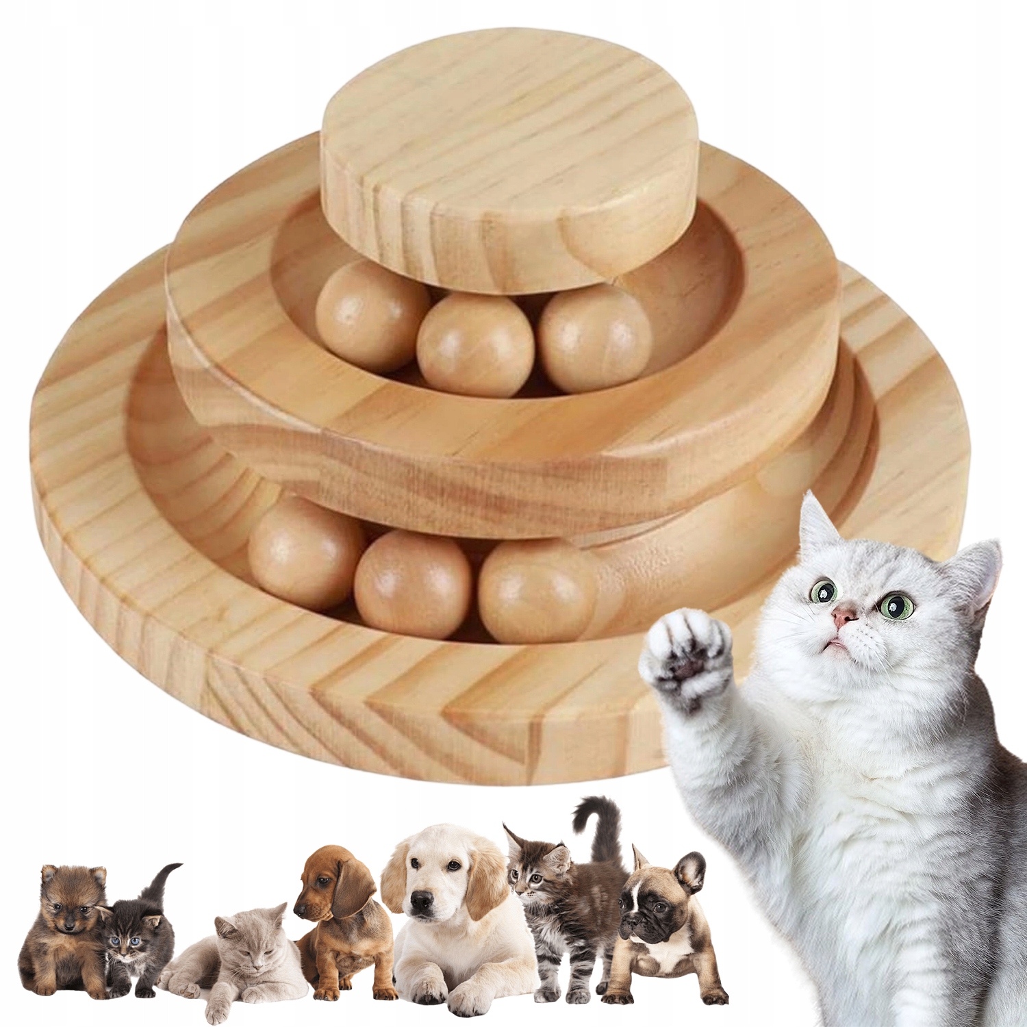 Levně Interaktivní Hračka Pro Kočky Přírodní Dřevo Probouzí Přirozené Instinkty