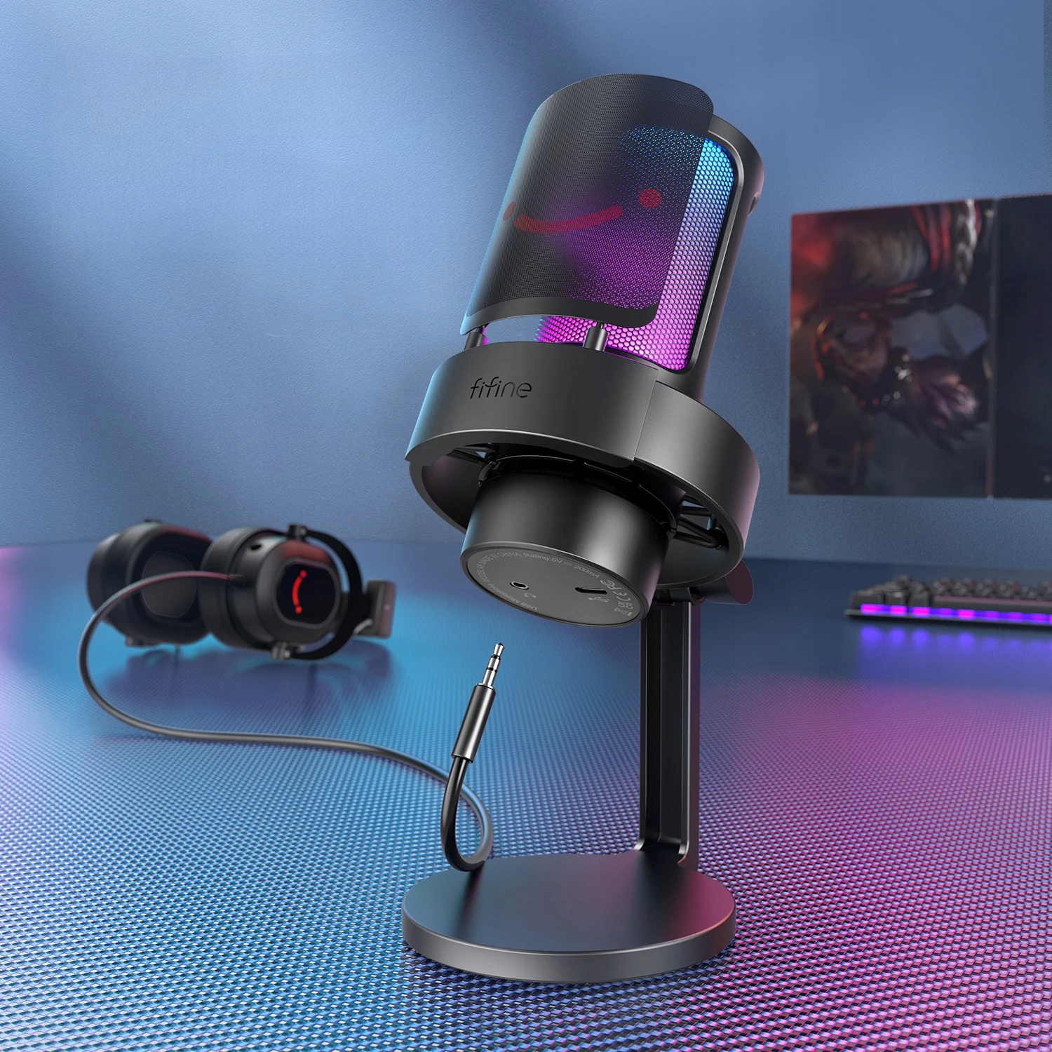 MIKROFON FIFINE A8 DO GIER NAGRYWANIA STREAMINGU RGB POP FILTR PC MAC Rodzaj pojemnościowy