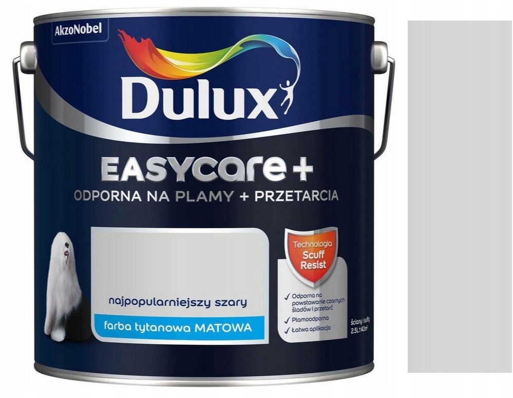 Dulux Easycare Plus Farba Odporna Na Plamy Najpopularniejszy Szary Mat 2.5L
