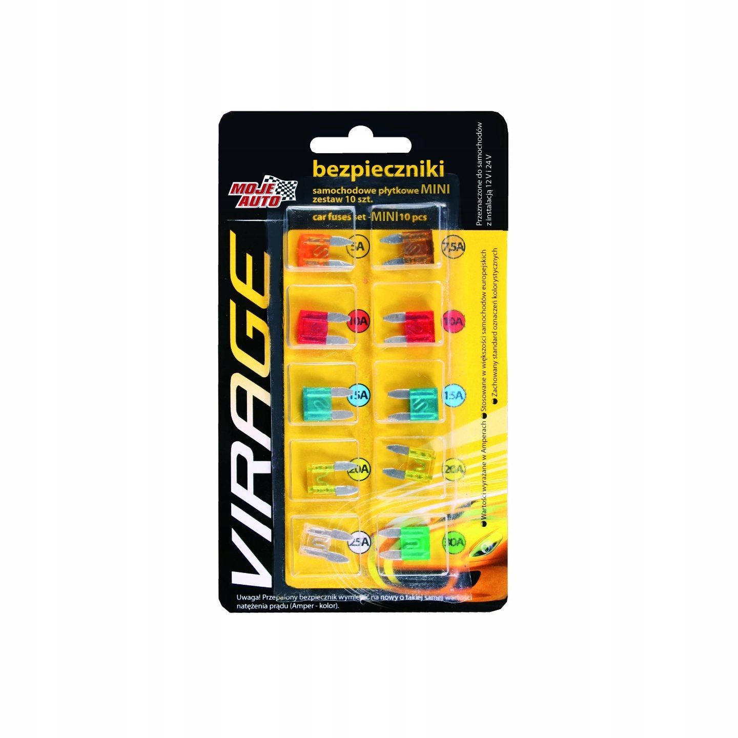 Bezpieczniki Płytkowe Moje Auto Virage Mini 10szt