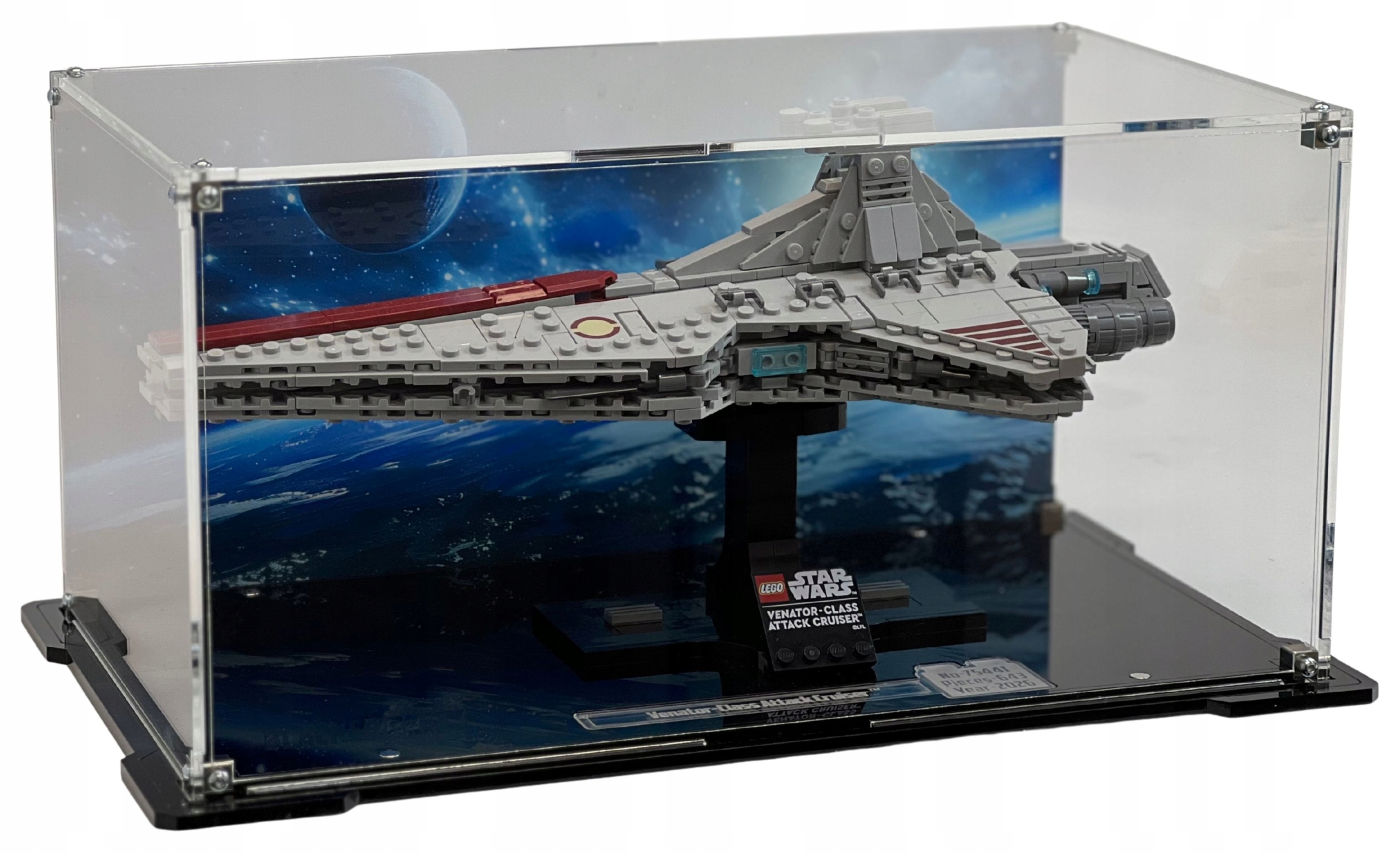 Vitrína s pozadím Blacked Brick pre Lego 75441 Star Wars Kruhový krížnik typu Venator