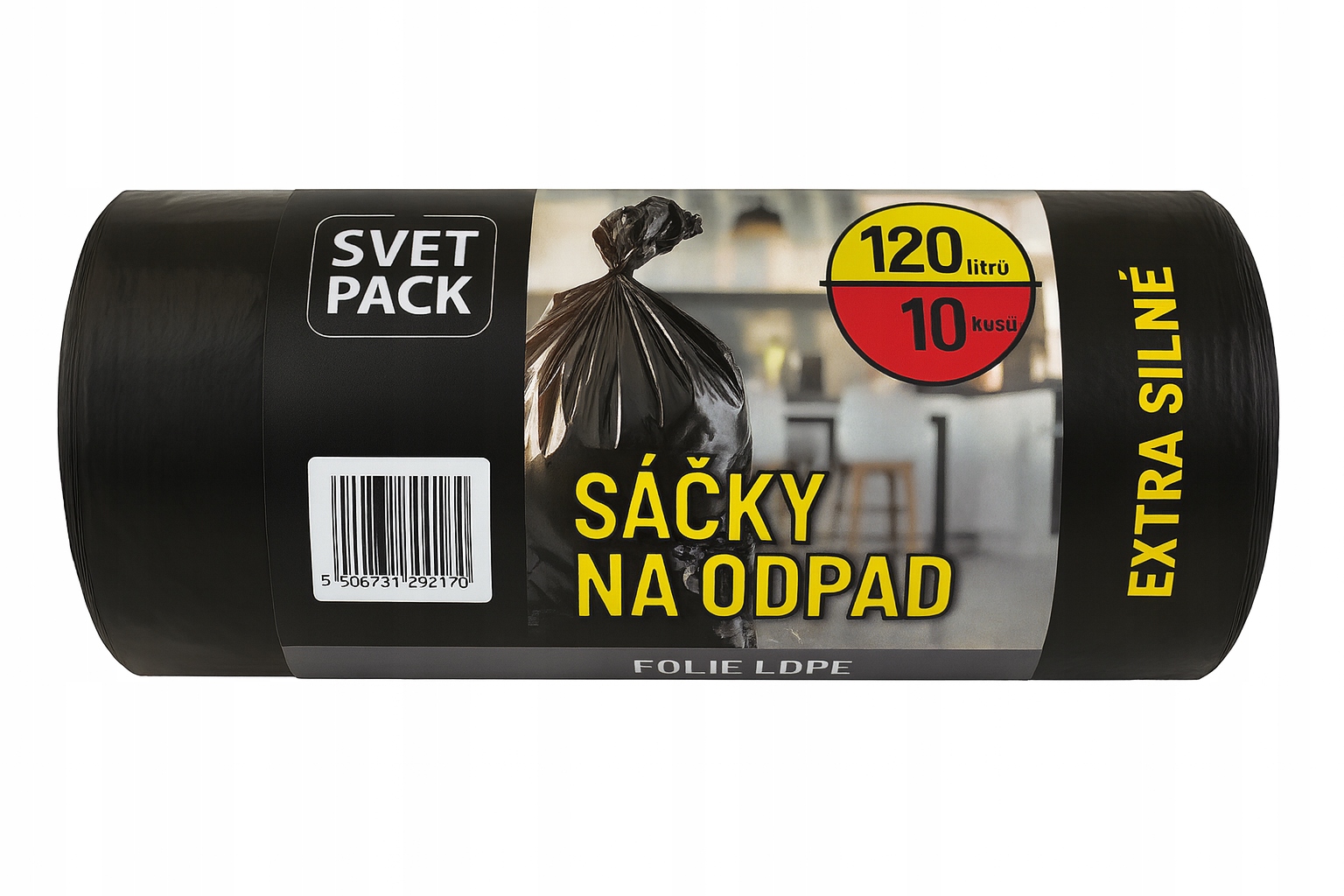Levně Pytle na odpadky 120 l 10 kusů černé univerzální páska fólie Ldpe 30 Rolek