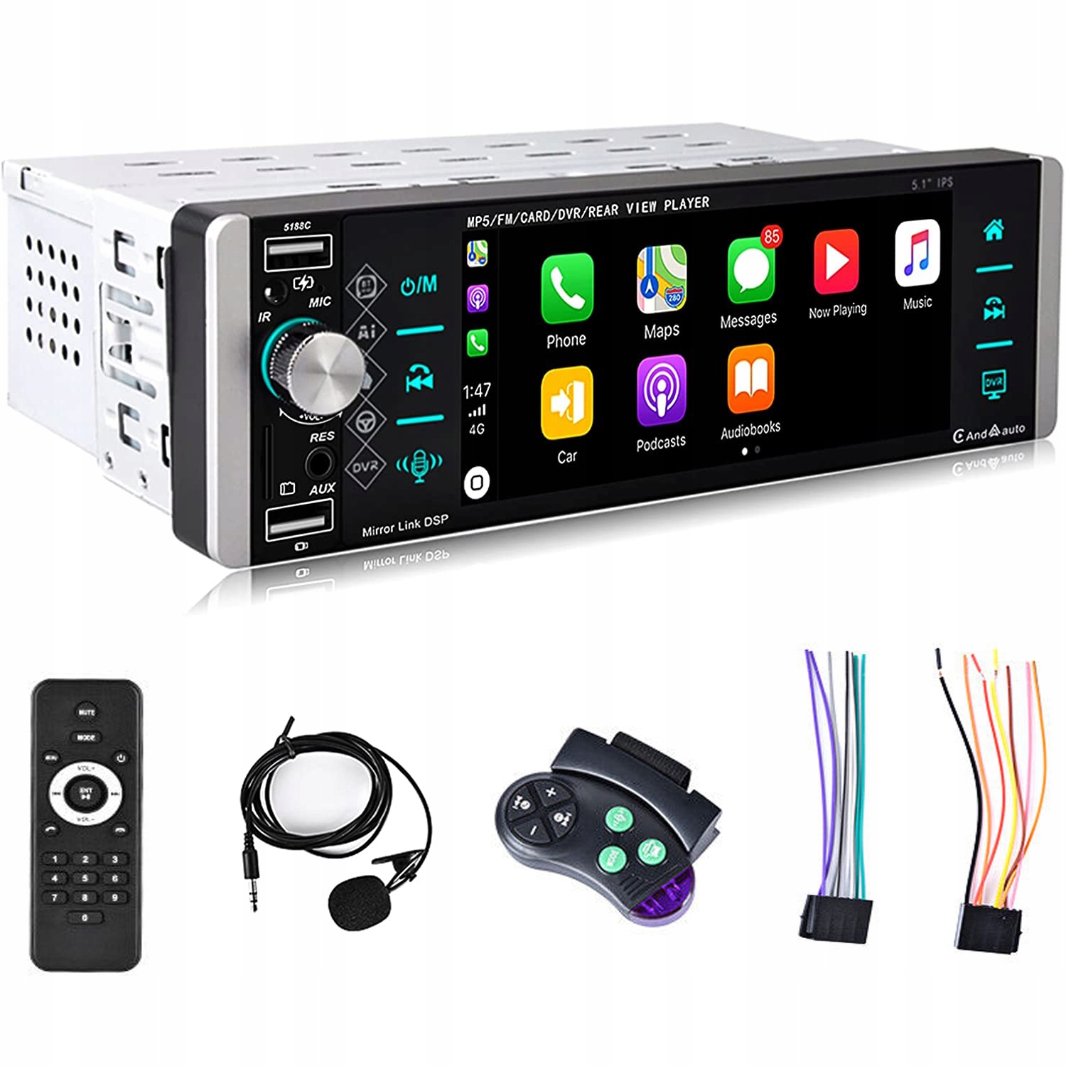 АВТОМОБІЛЬНИЙ РАДІОПРИЙМАЧ 1 DIN APPLE CARPLAY ANDROID AUTO