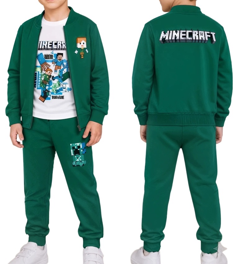 3 częściowy dres minecraft 122 bluza spodnie bluzka komplet