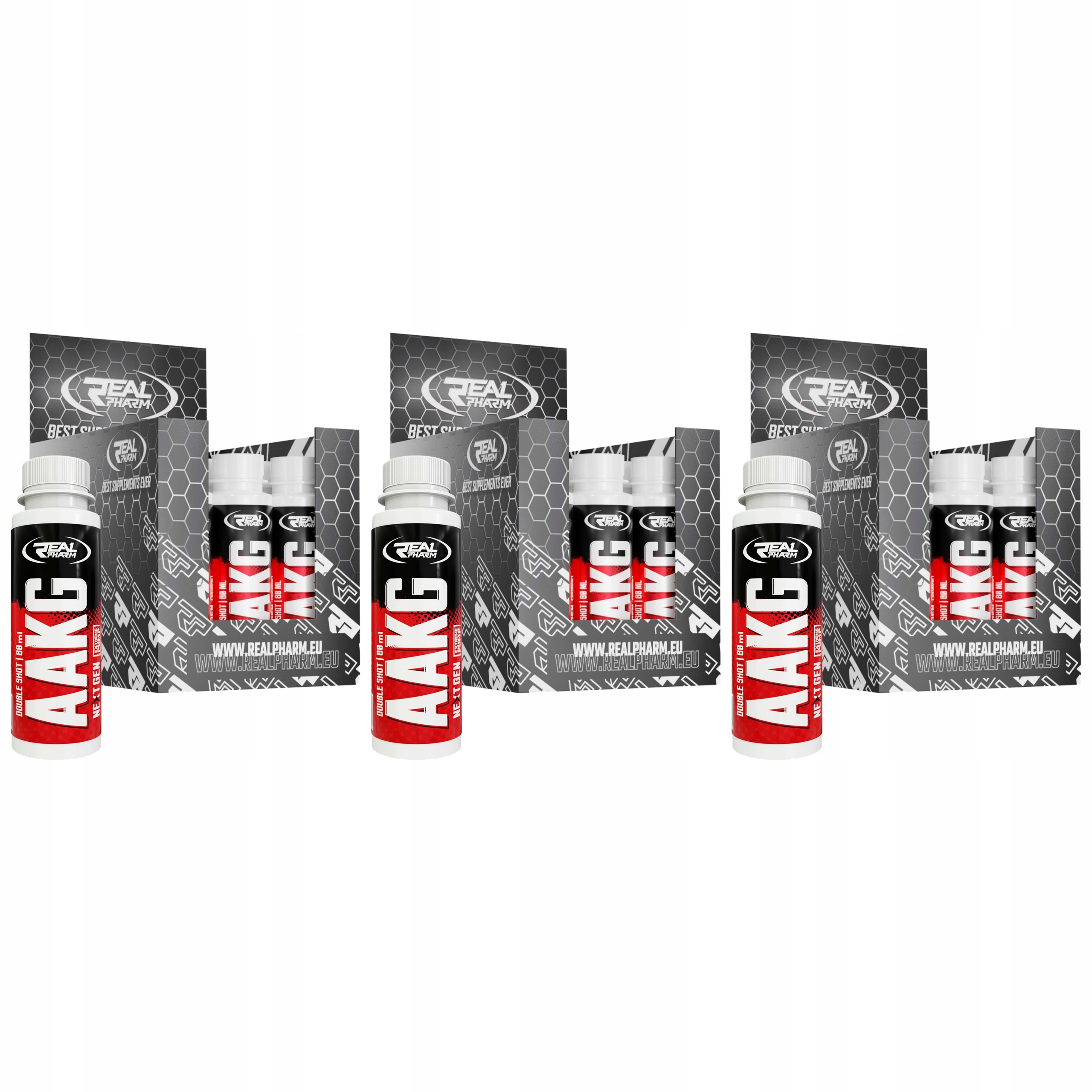 3x Aakg Shot 8000 mg 12x 80 ml Arginin Předtréninkovka Tekutina Čerpadlo Real Pha