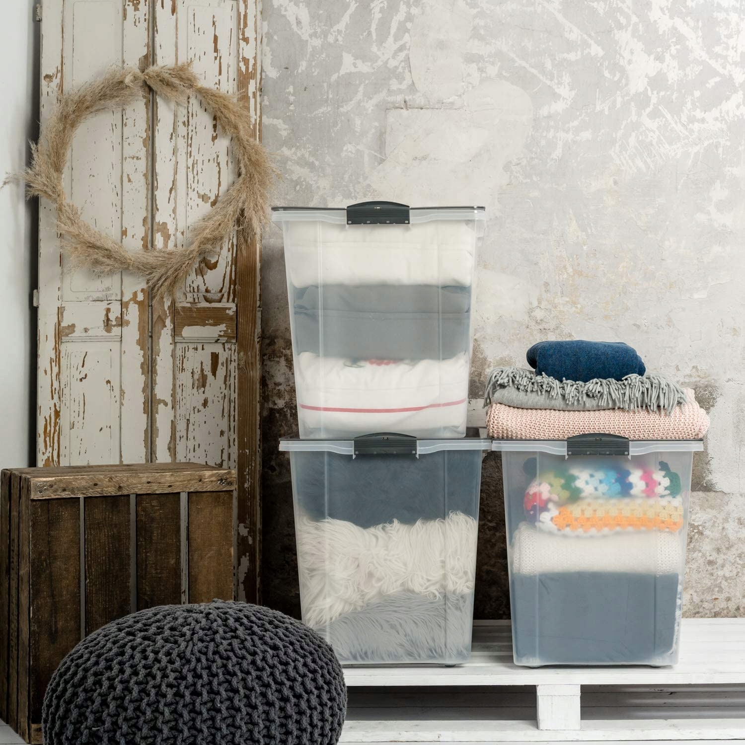 Pojemnik do przechowywania Rotho COMPACT 70l Kolor odcienie zieleni