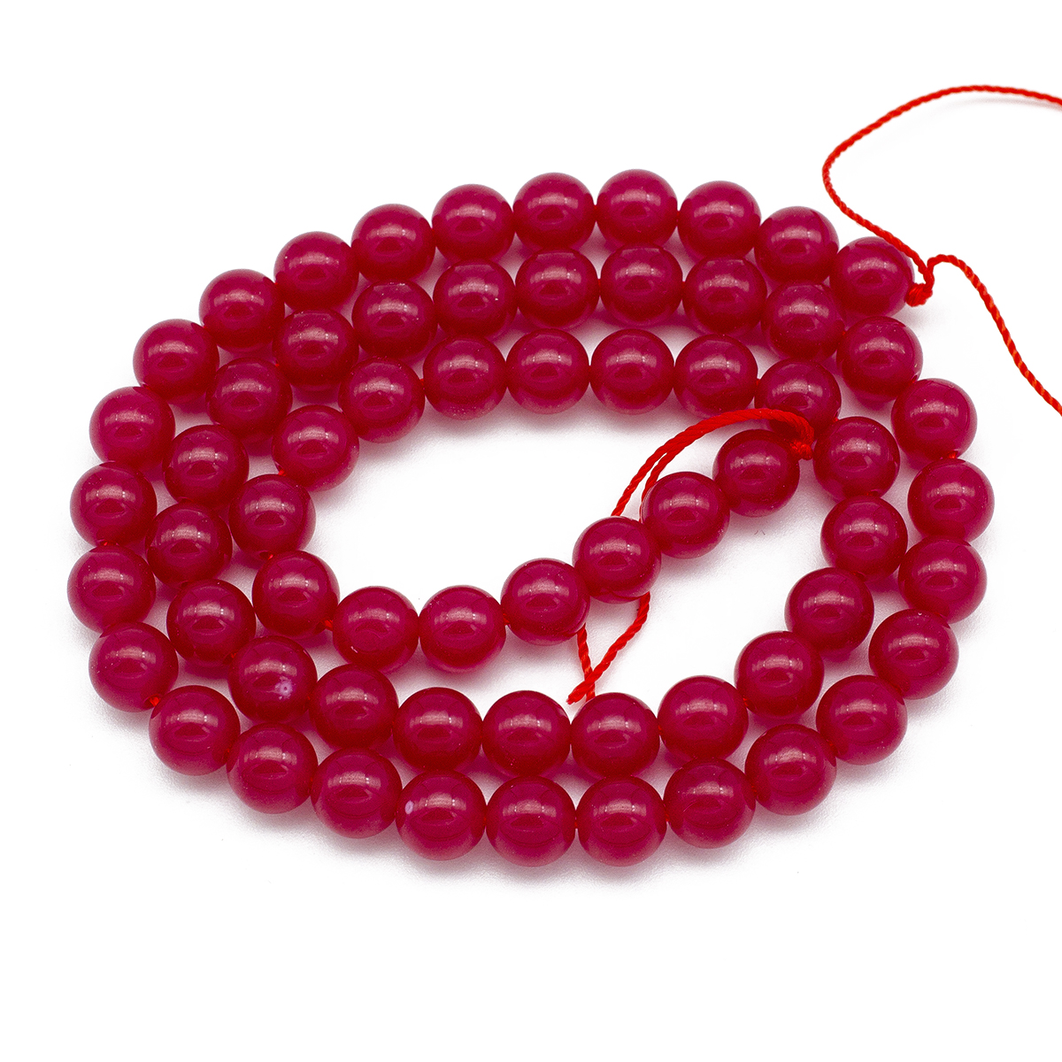 Korálky Přírodní Červený Korund/Rubin, 6mm, otvor 0.8mm, 60ks/37cm/nit