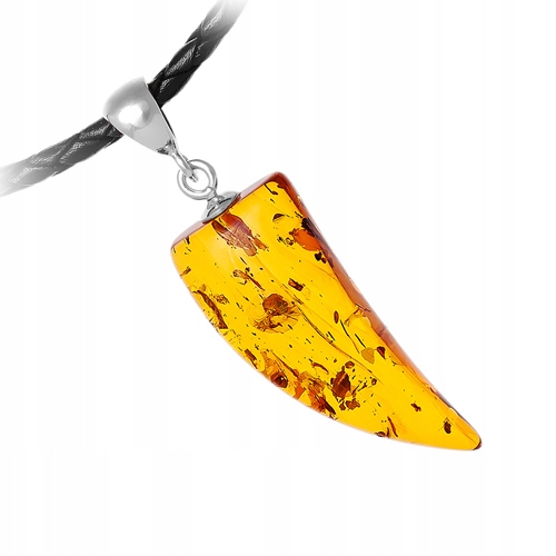 Pánský přívěsek přívěskem Amber Fang vyrobený z Amber stříbro 925 Strap