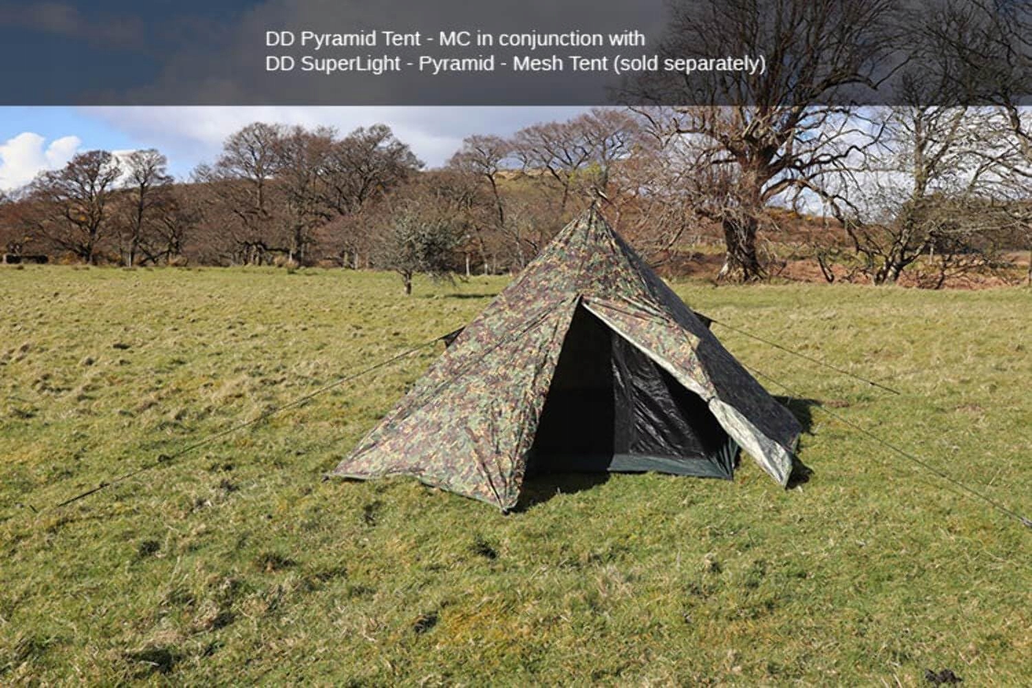 Namiot Piramidalny Wodoodporny Kamuflaż Biwakowy Trekkingowy DD HAMMOCKS — miniatura 3