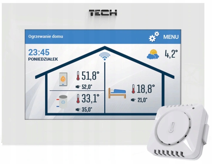 Sterownik Regulator Termostat Pokojowy Biały ST-2801 Wifi C Mini Tech