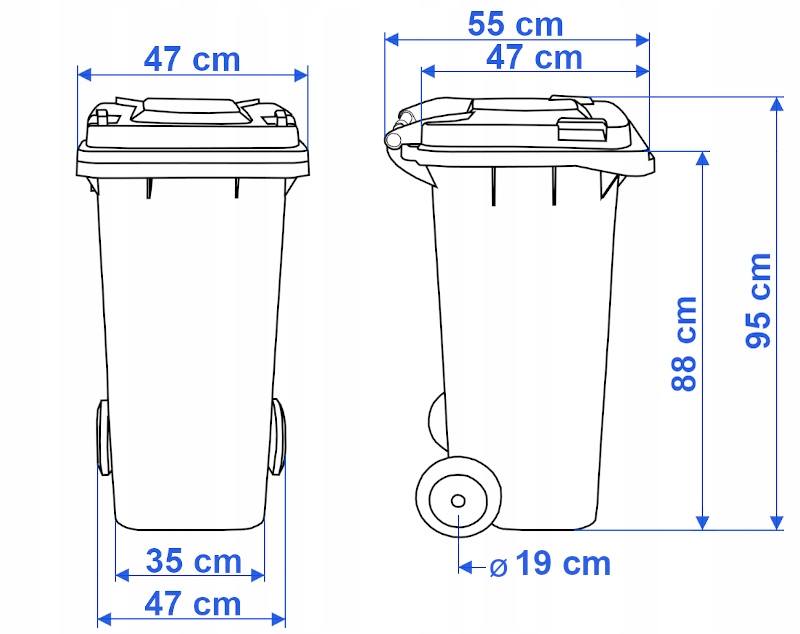 Levně Odpadkový Koš Nádoba Na Odpadky Na Kolečkách S Víkem, Silná, Bio 120 L