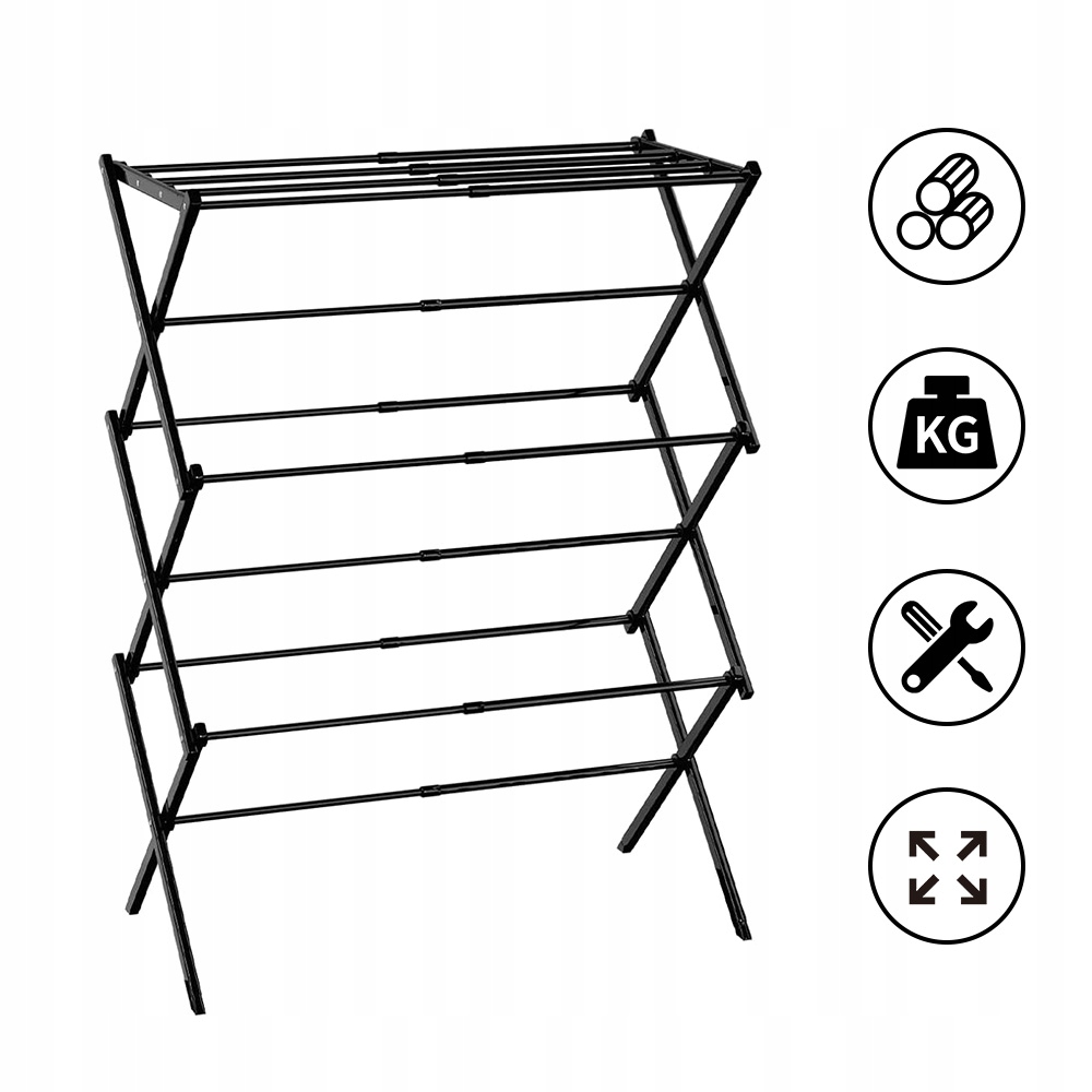 Levně Sušák Harmonika Černá Pro Sušení Oblečení