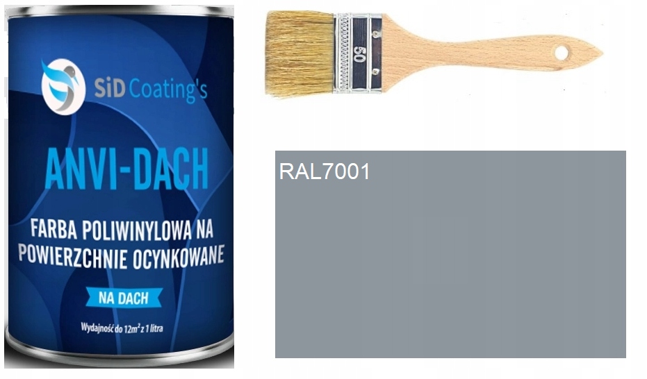 Farba na dach poliwinylowa farba okrętowa Anvi-dach 1L RAL7001