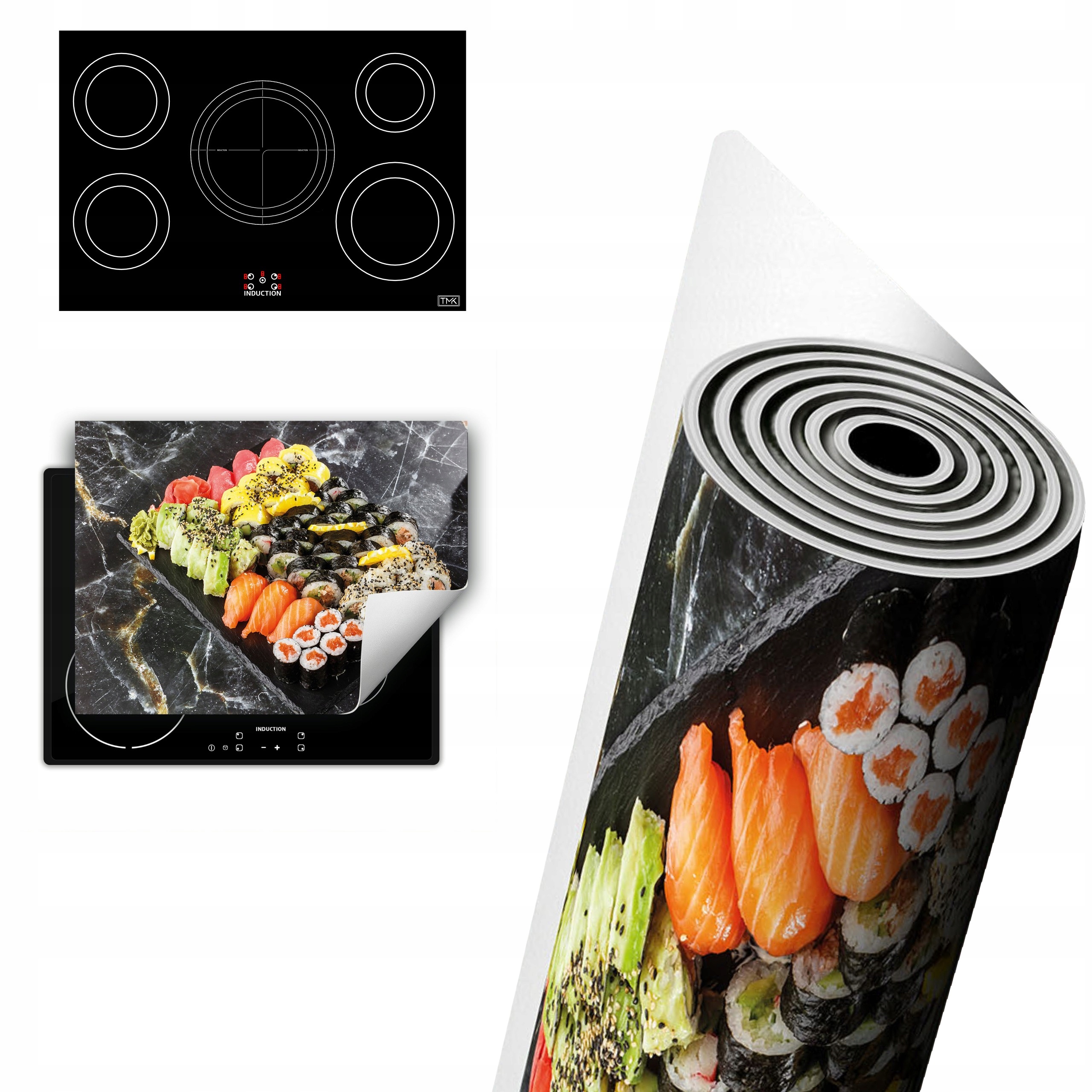 Vinylová Ochranná Deska Na Indukci 80x52 sushi mramor