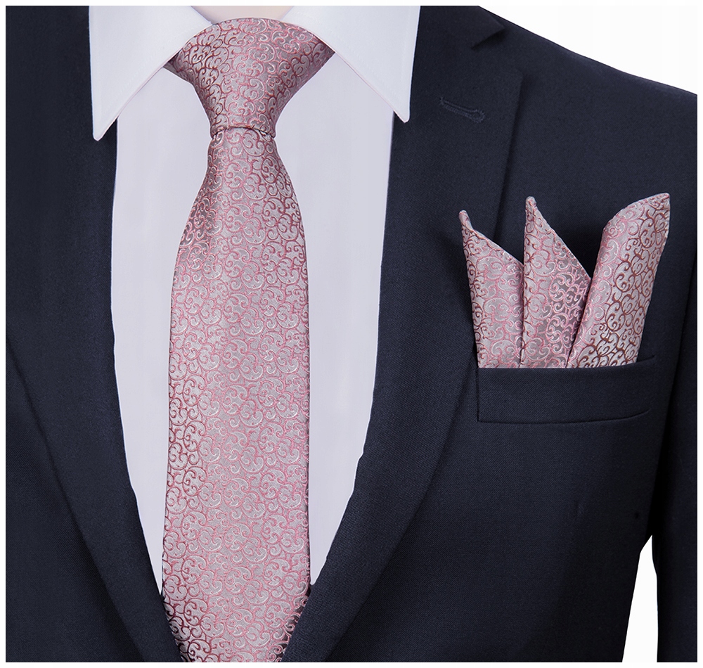 ŻAKARDOWA POSZETKA + KRAWAT Męski Wypustka 30x30cm do Garnituru Greg pok122