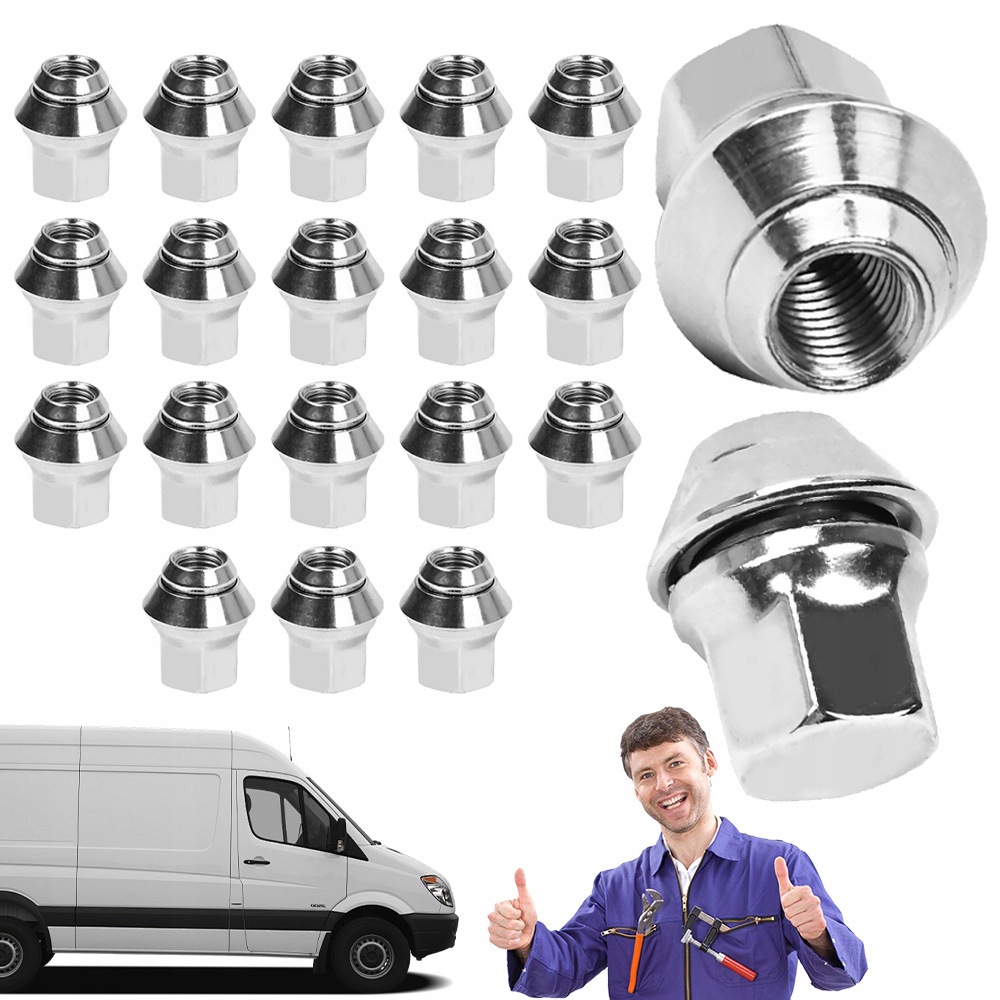 Matice Na Kola M12X1.5 19 MM Matice Na Hliníkové Ráfky Ford 20 Ks