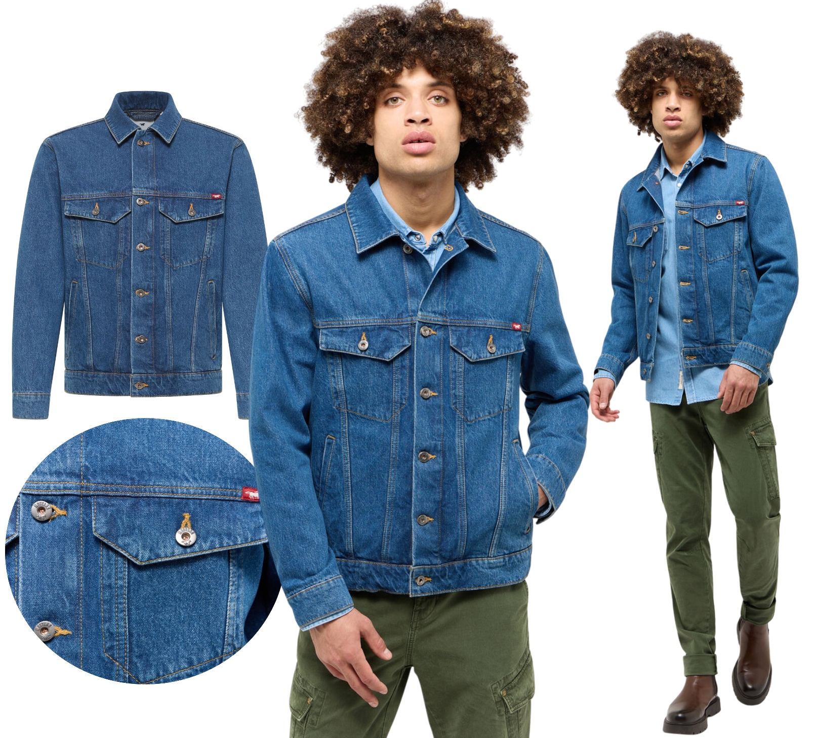 Pánská džínová bunda Knoflíky Mustang Denim Dallas Jecket Jeans vel. M