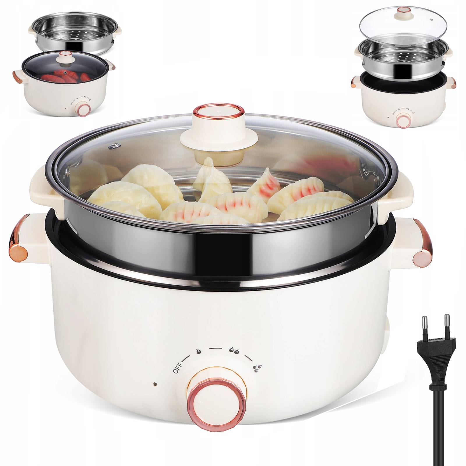 Wielofunkcyjny Elektryczny Garnek Przenośny Mały Garnek Parowar 1000W 28cm 4L